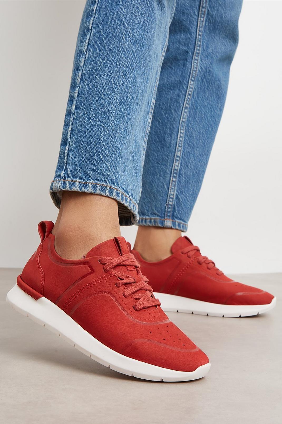 Red Good For The Sole: Caroline Leather Trainers image number 1