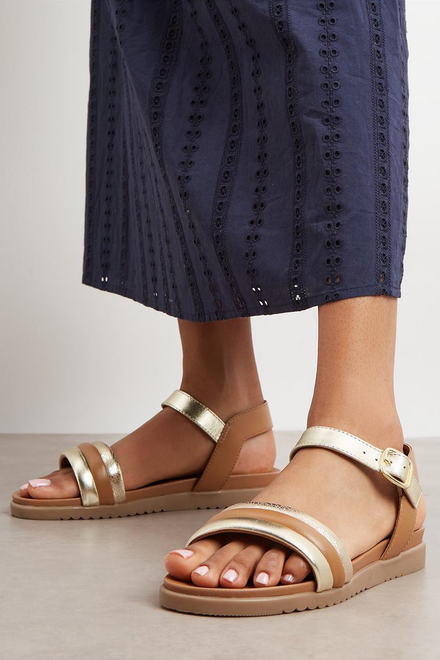 Good For The Sole: Tina Leather Extra Wide Fit Flat Sandal