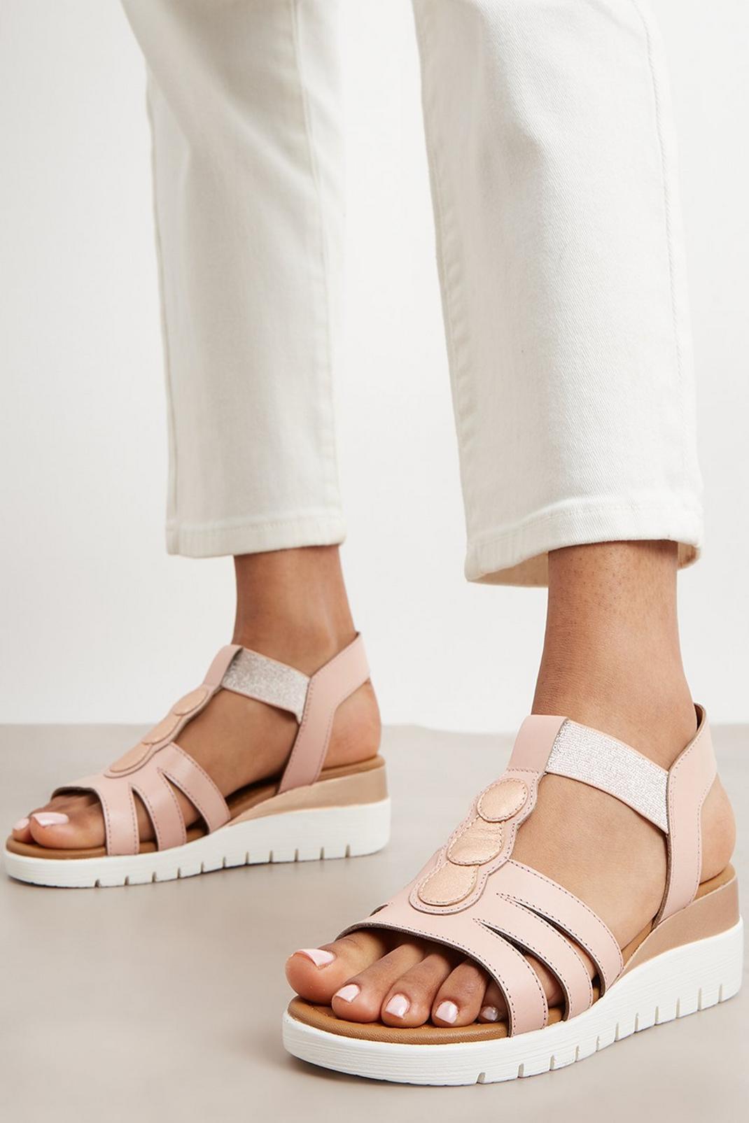 Blush Good For The Sole: Hattie Leather Wide Fit Wedge Sandal image number 1