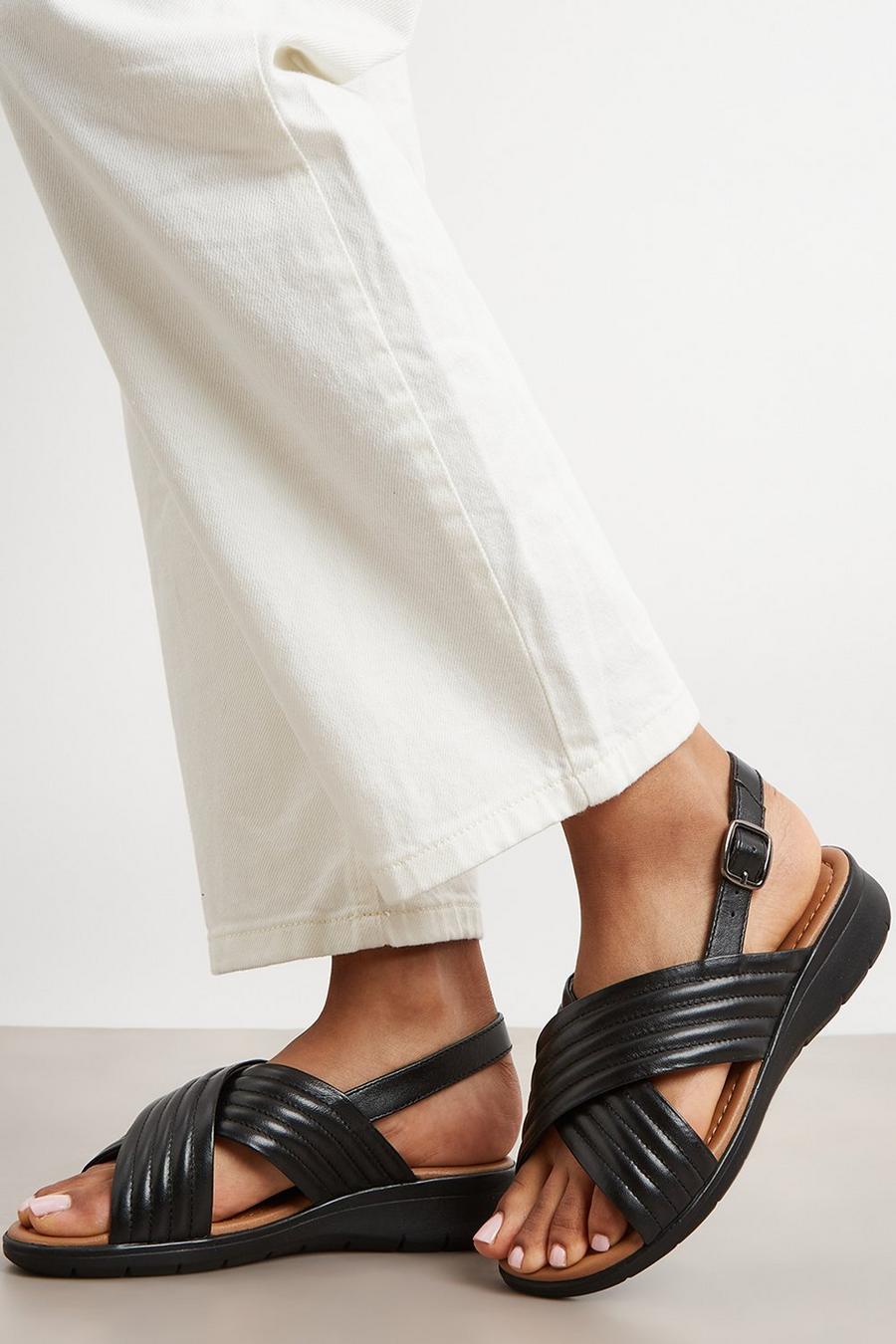 Good For The Sole: Heidi Leather Wide Fit Cross Strap Sandal