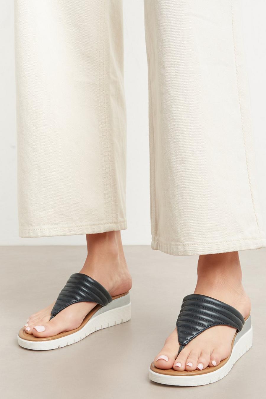 Good For The Sole: Hayley Leather Toe Post Wedge Sandal