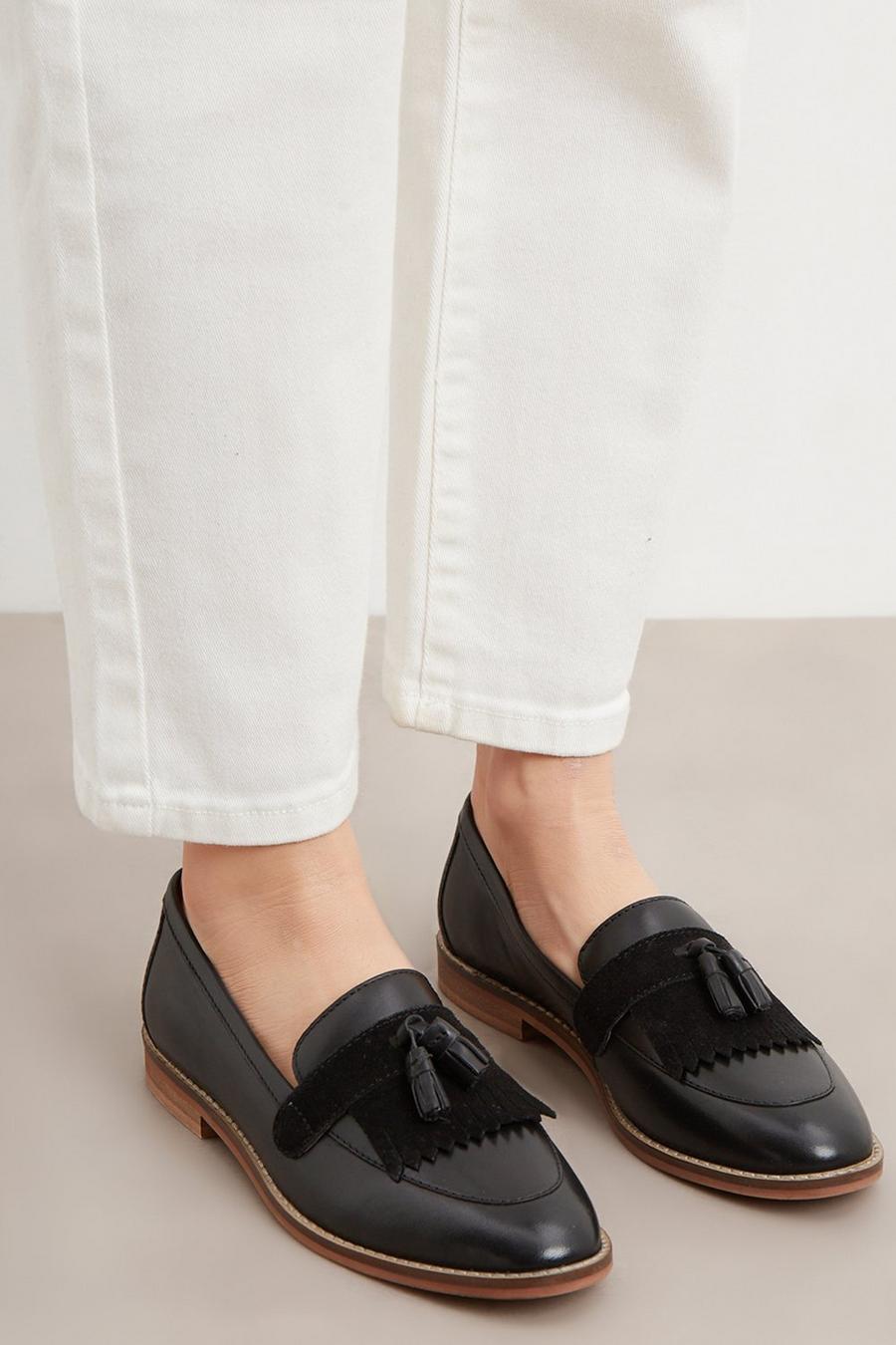 Principles: Colette Leather Fringed Loafers