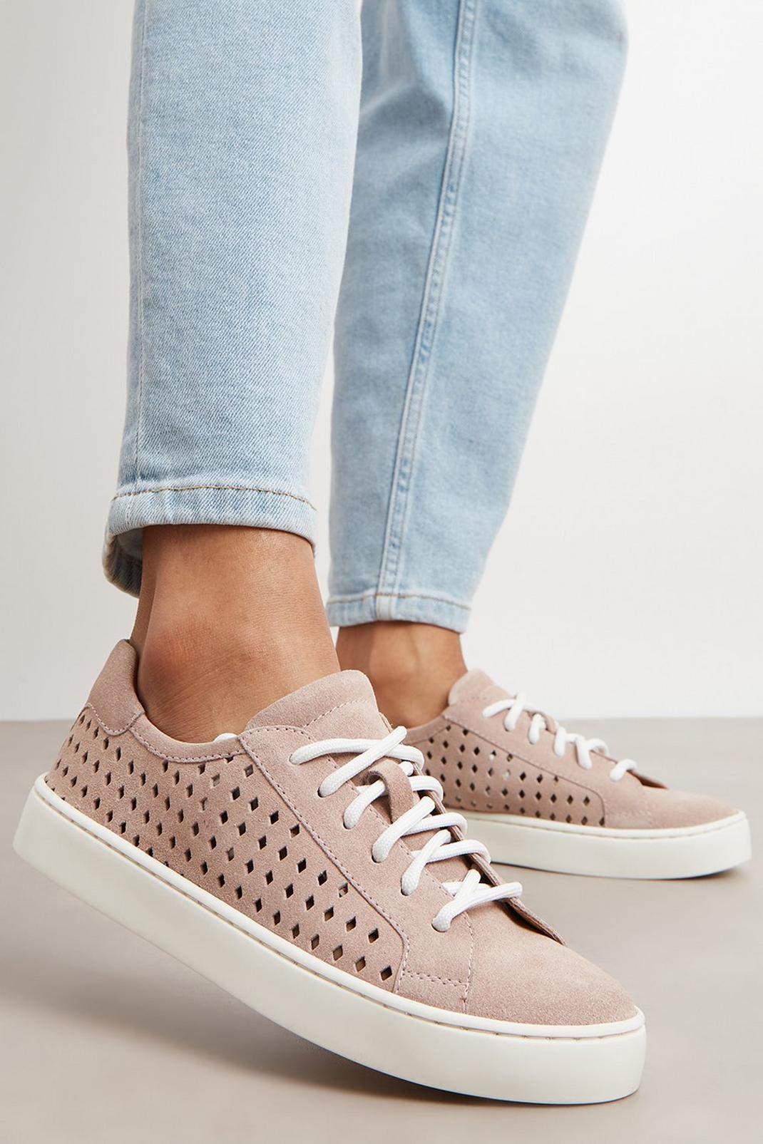 Blush Principles: Charlotte Leather Perforated Trainers image number 1