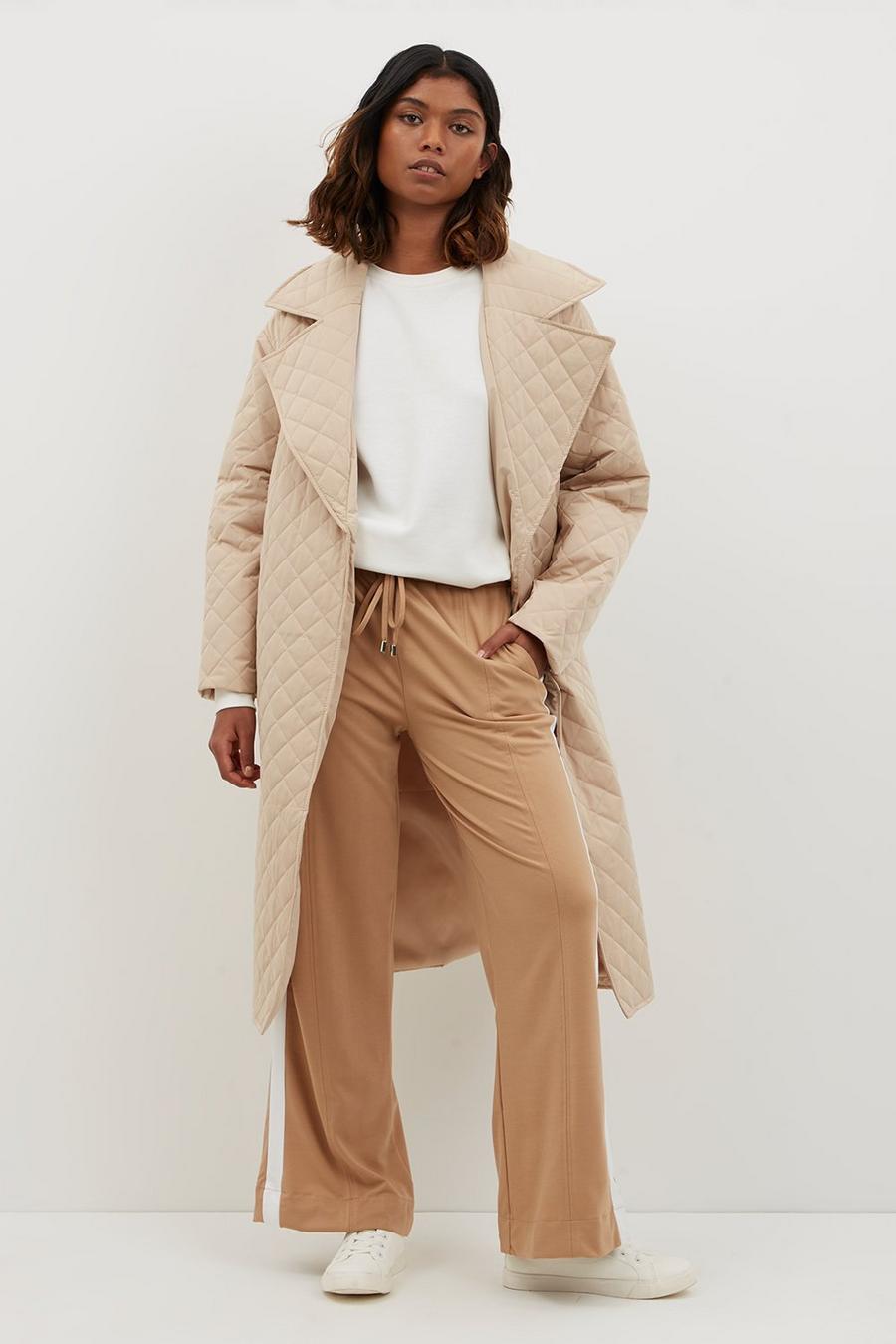 Tan Panelled Wide Leg Trousers