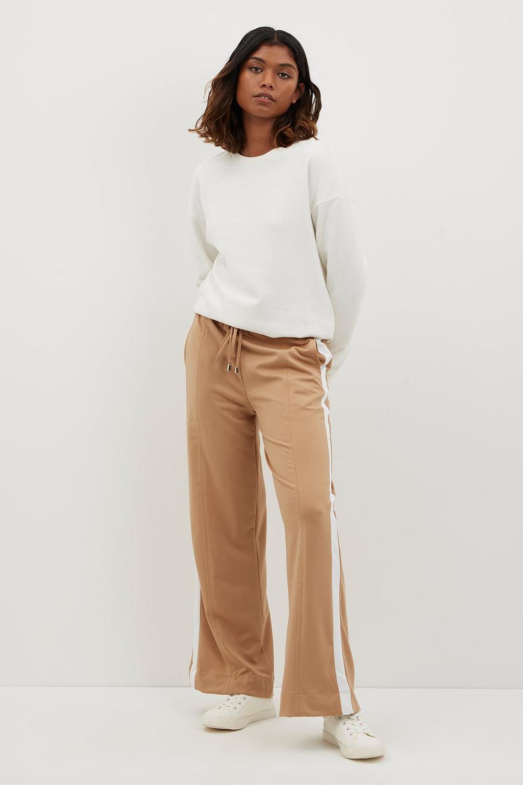 166 Tan Panneled Wide Leg Trouser image number 2