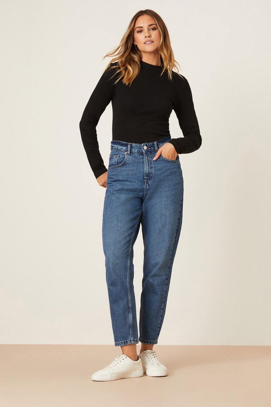 Indigo Relaxed Fit Mom Jeans image number 1