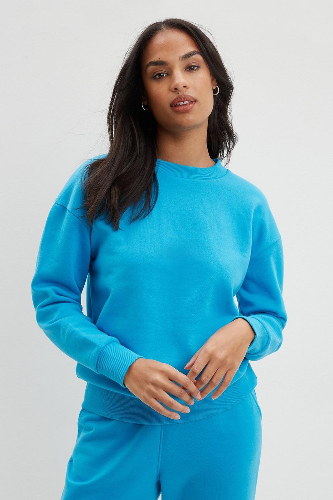 Blue Relaxed Crew Neck Sweatshirt image number 1