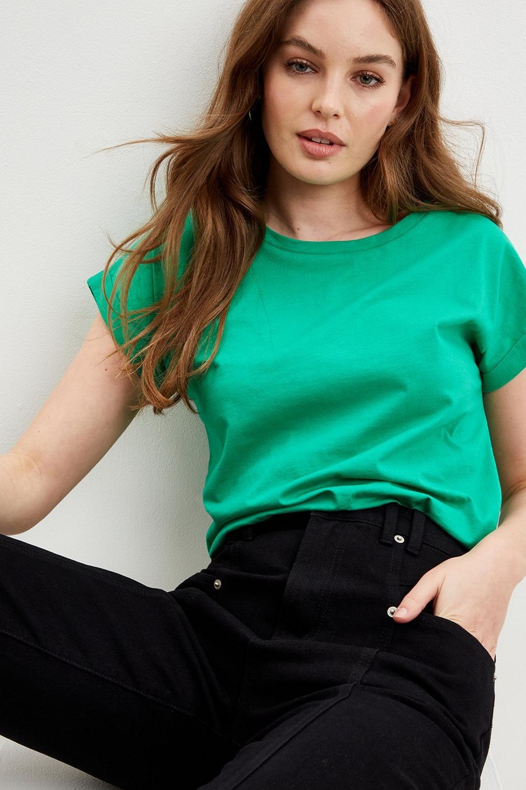 Green Cotton T-Shirt image number 1