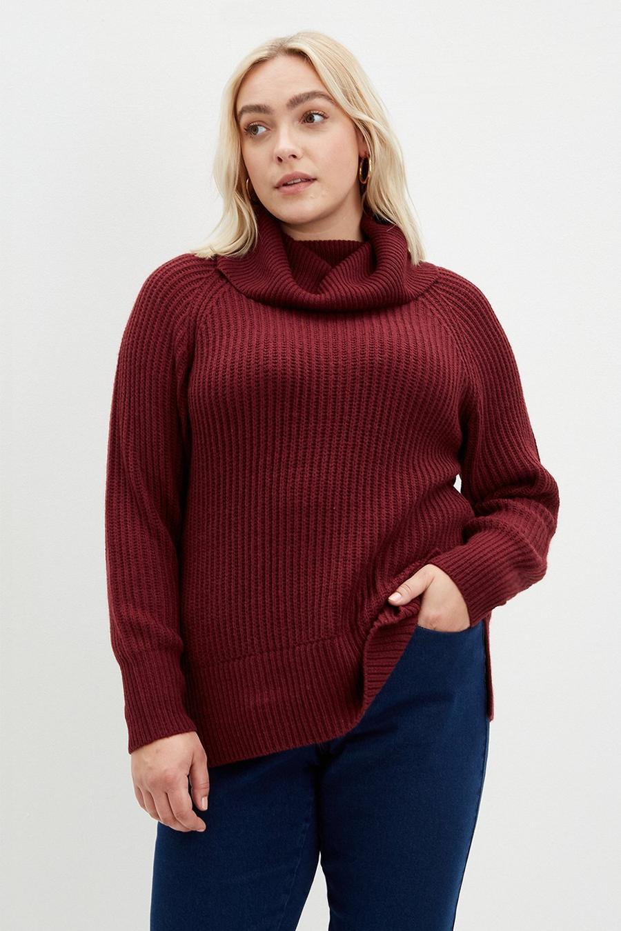 Curve Knitted Roll Neck Jumper