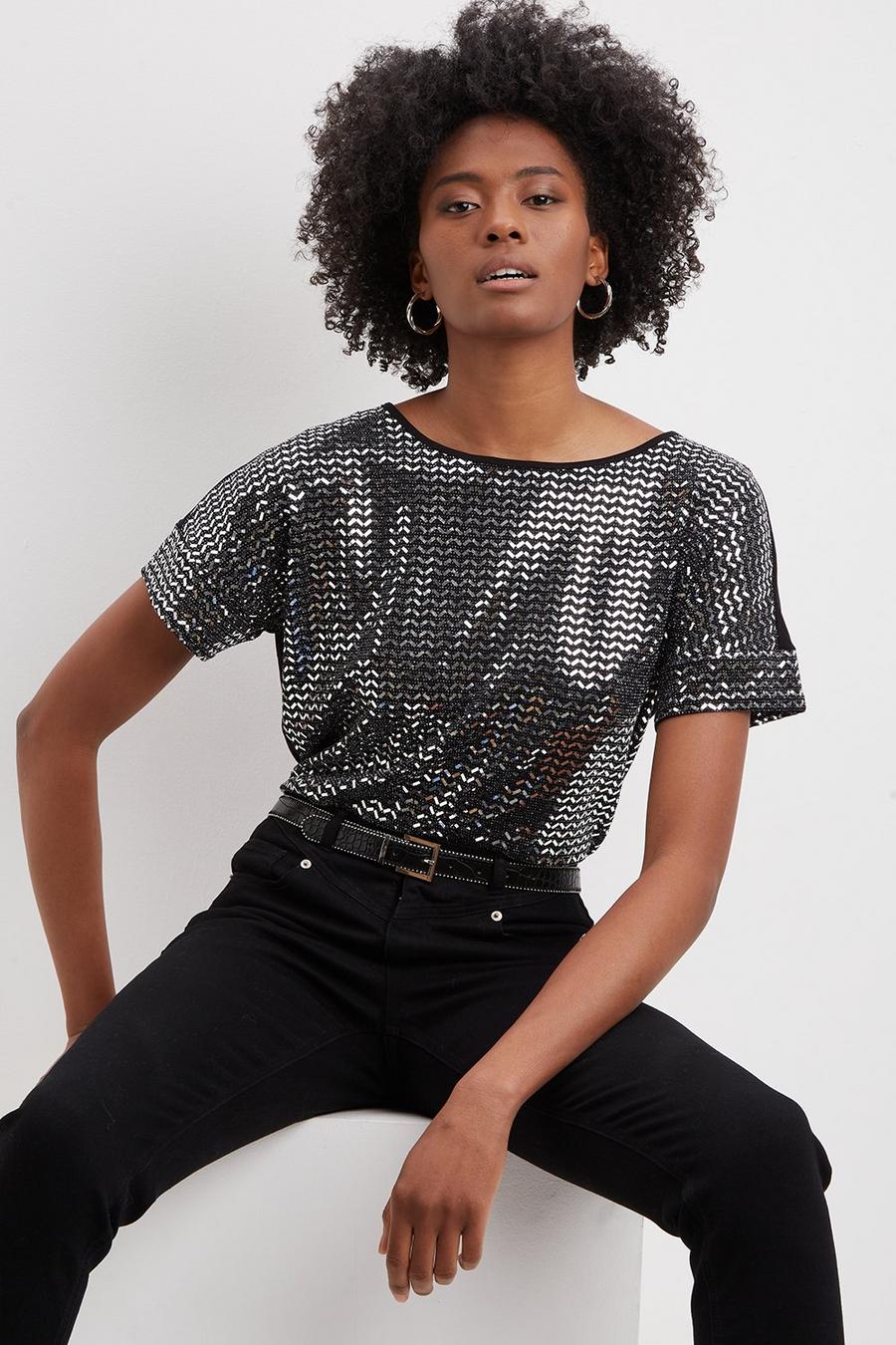 Tall Sequin Patterned Top