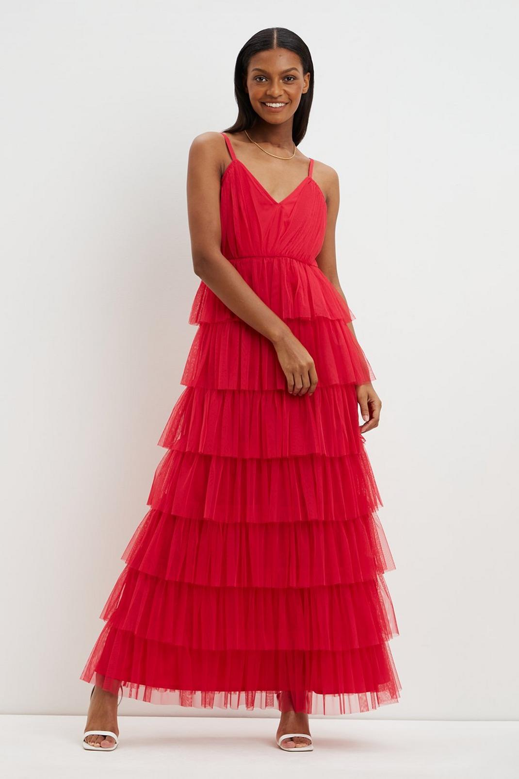 Hot pink Pink Pleated Tiered Midaxi ​ image number 1