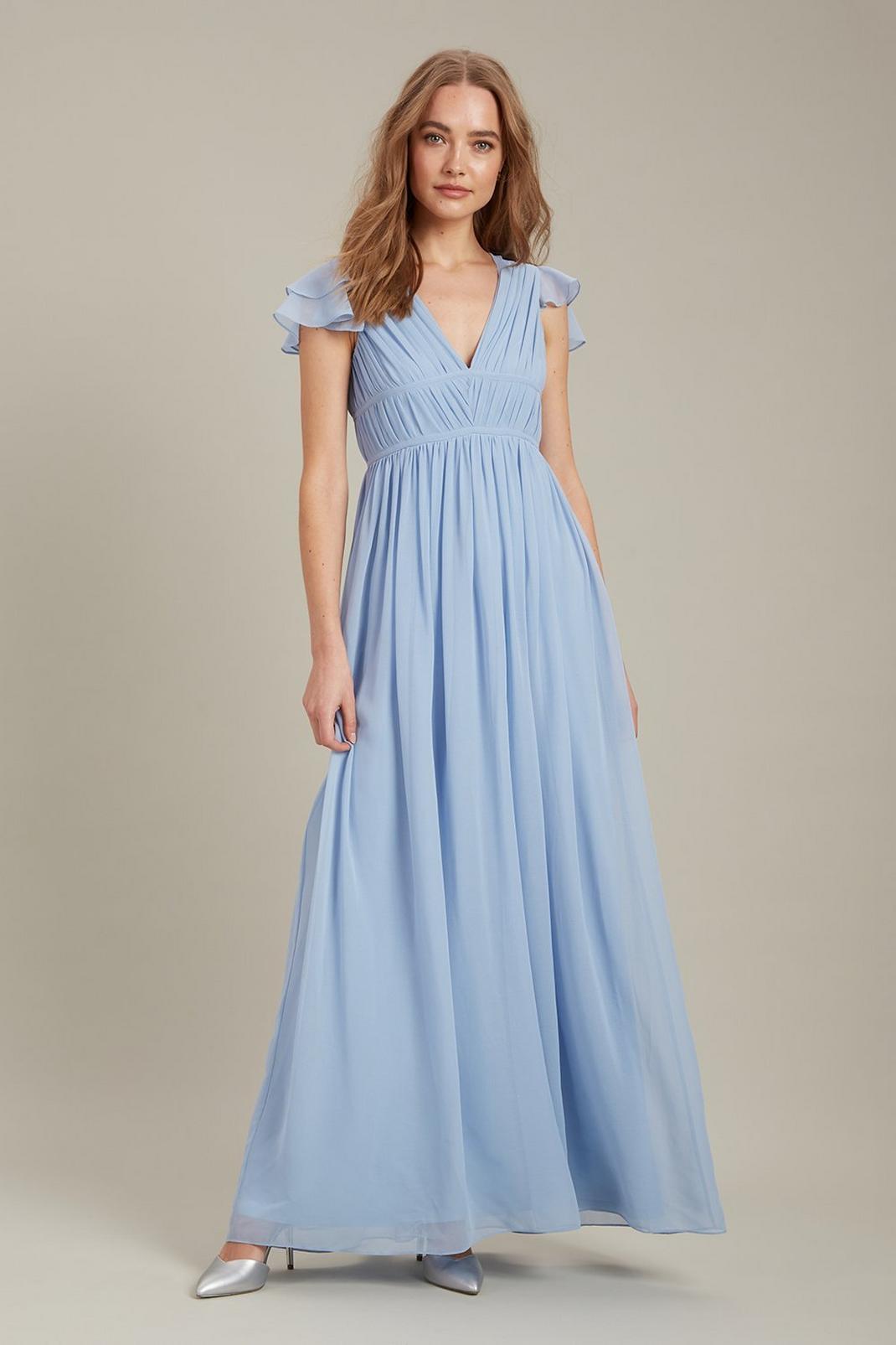 Blue Angel Sleeve Chiffon Maxiâ€‹ Dress image number 1