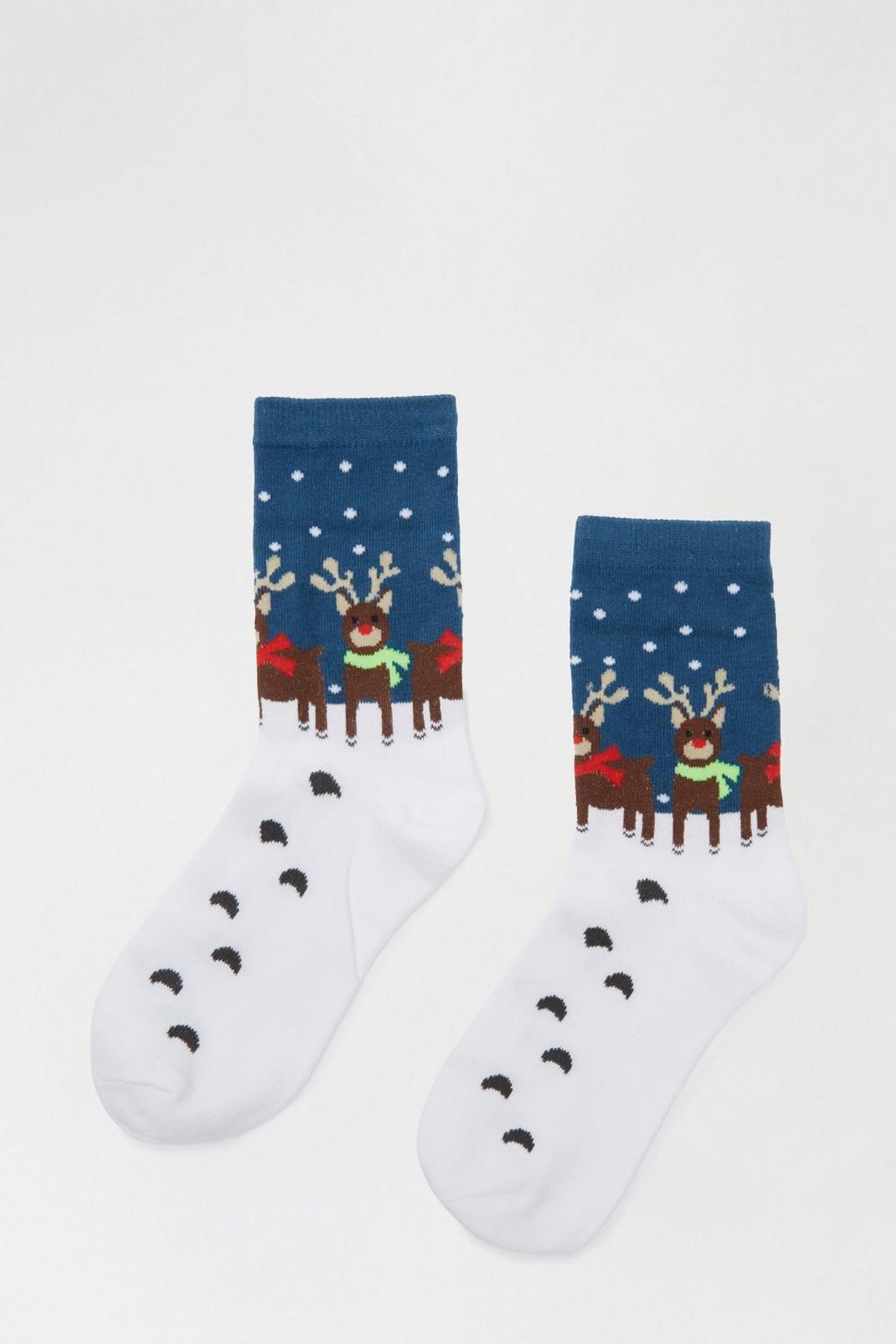148 Navy Reindeer Socks   image number 1