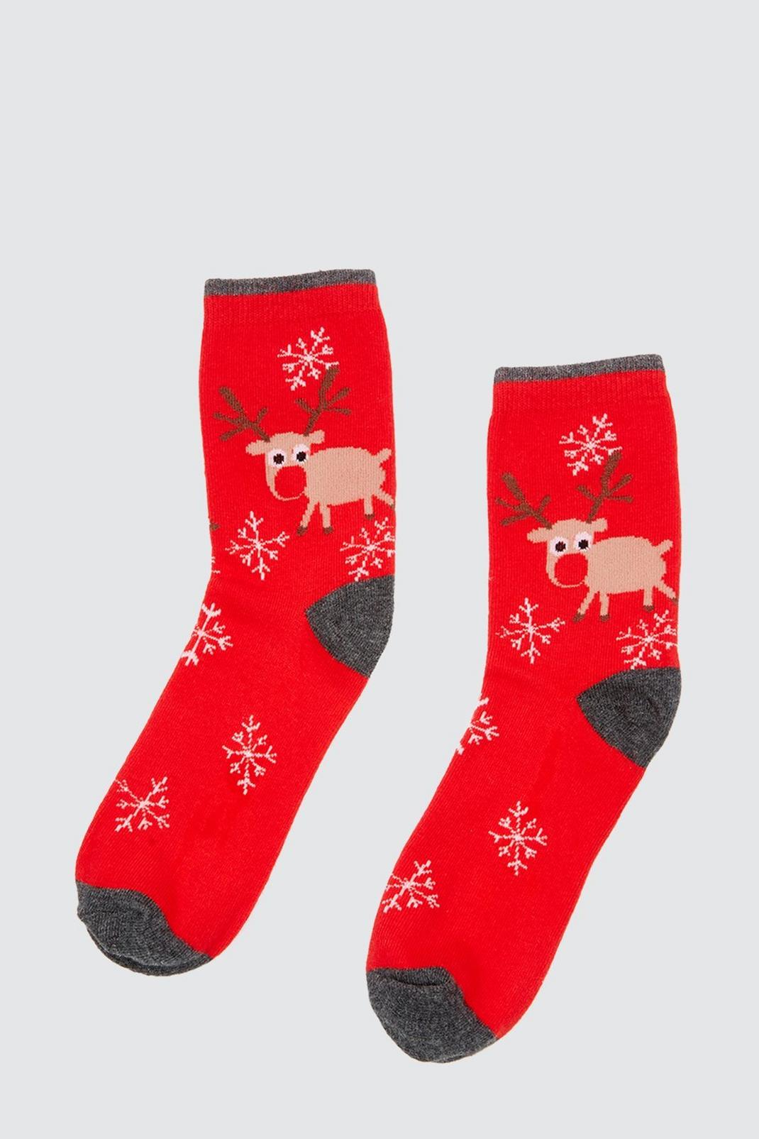 157 Red Reindeer Socks  image number 1
