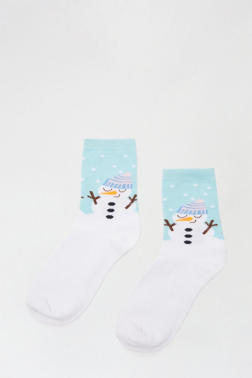 Mint Snow Man Socks image number 1