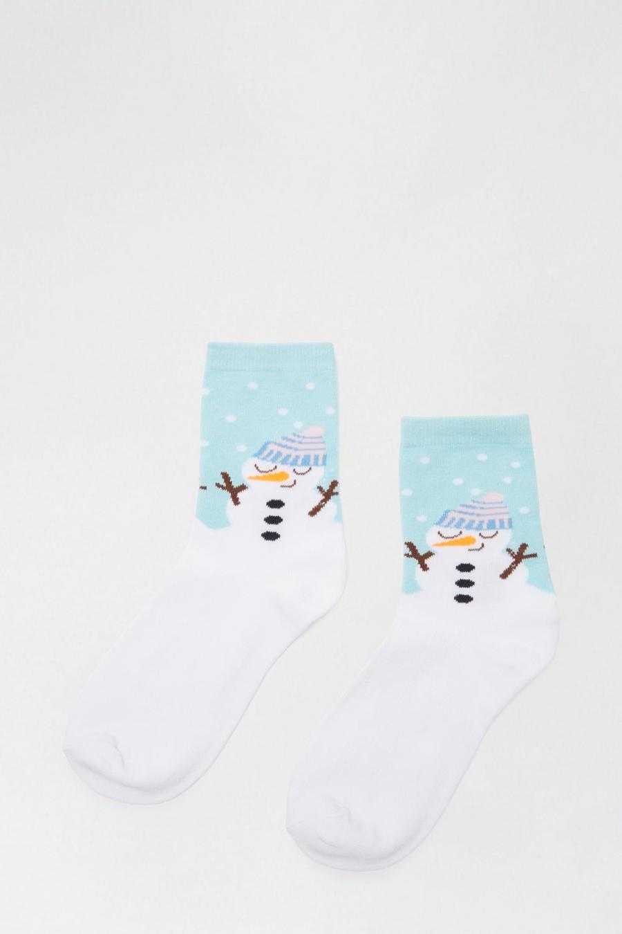Mint Snow Man Socks