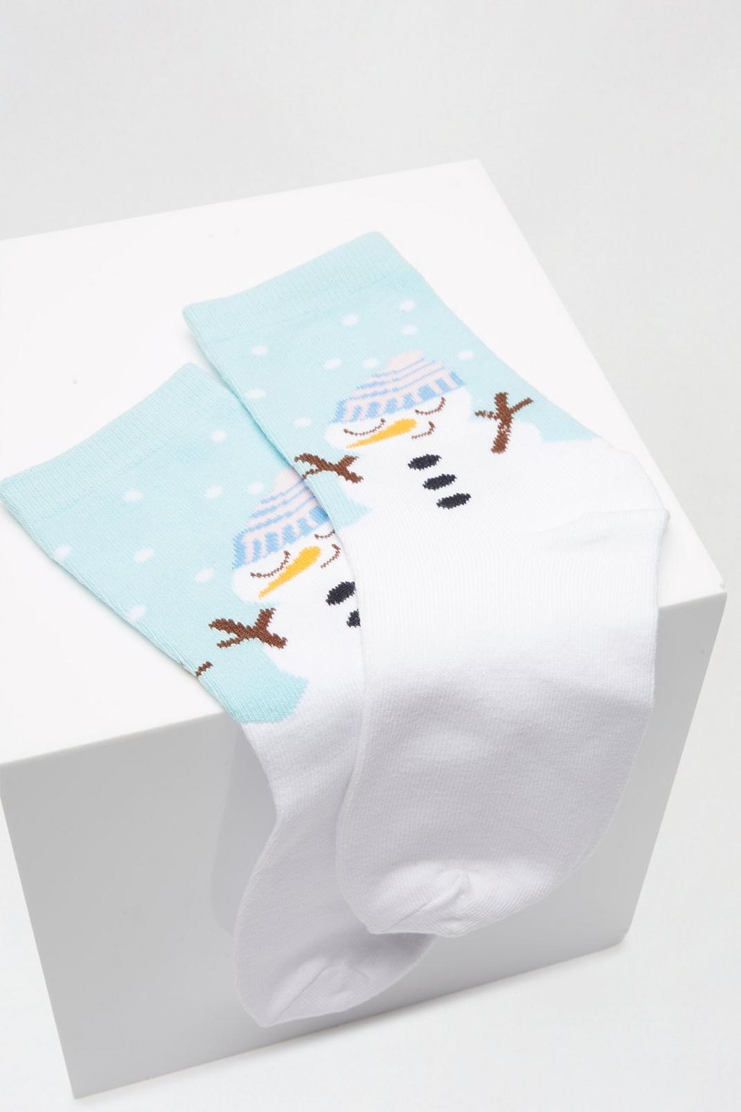 143 Mint Snow Man Socks image number 2