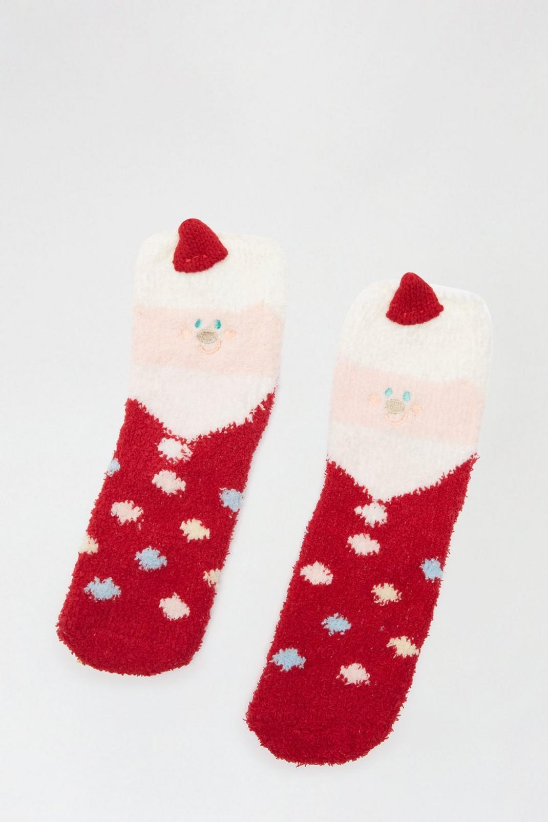 Red Fluffy Santa Socks image number 1