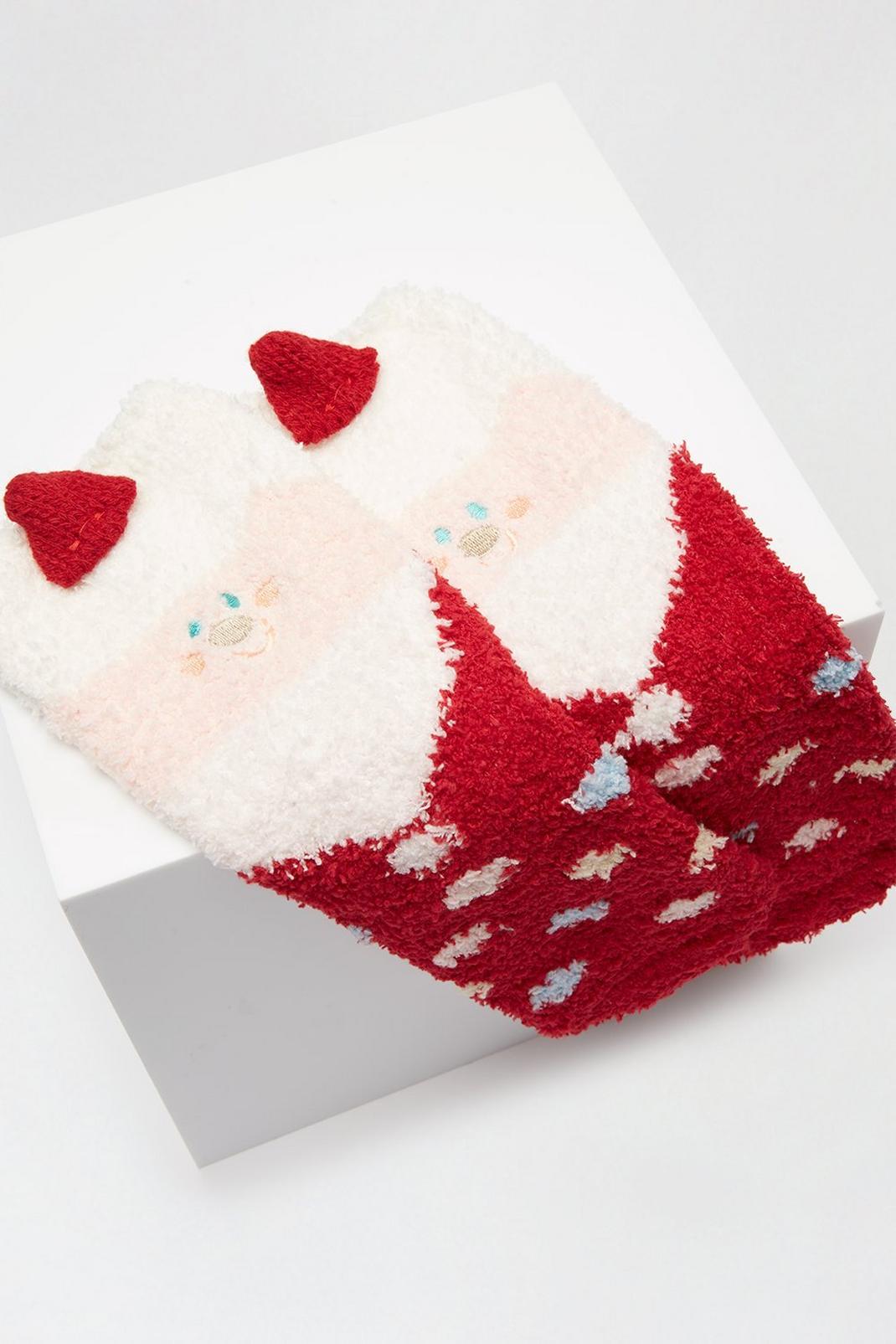 157 Red Fluffy Santa Socks image number 2
