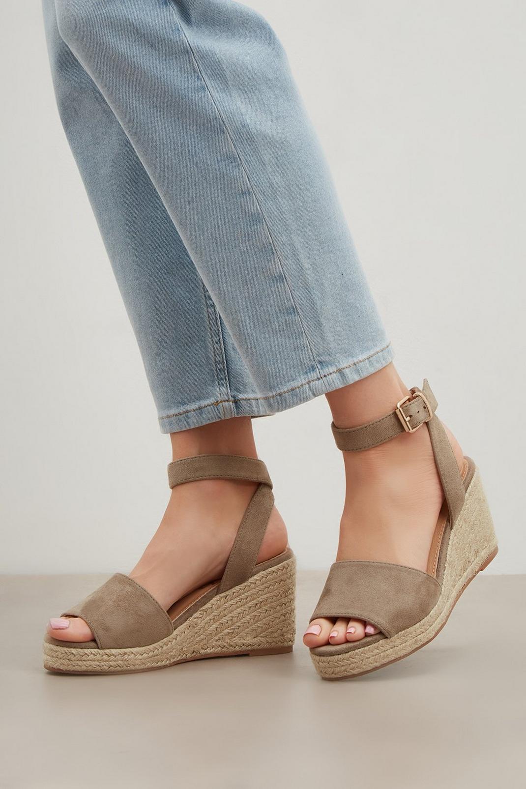 Taupe Faith: Wide Fit Betsy 2 Part Espadrille Sandal image number 1