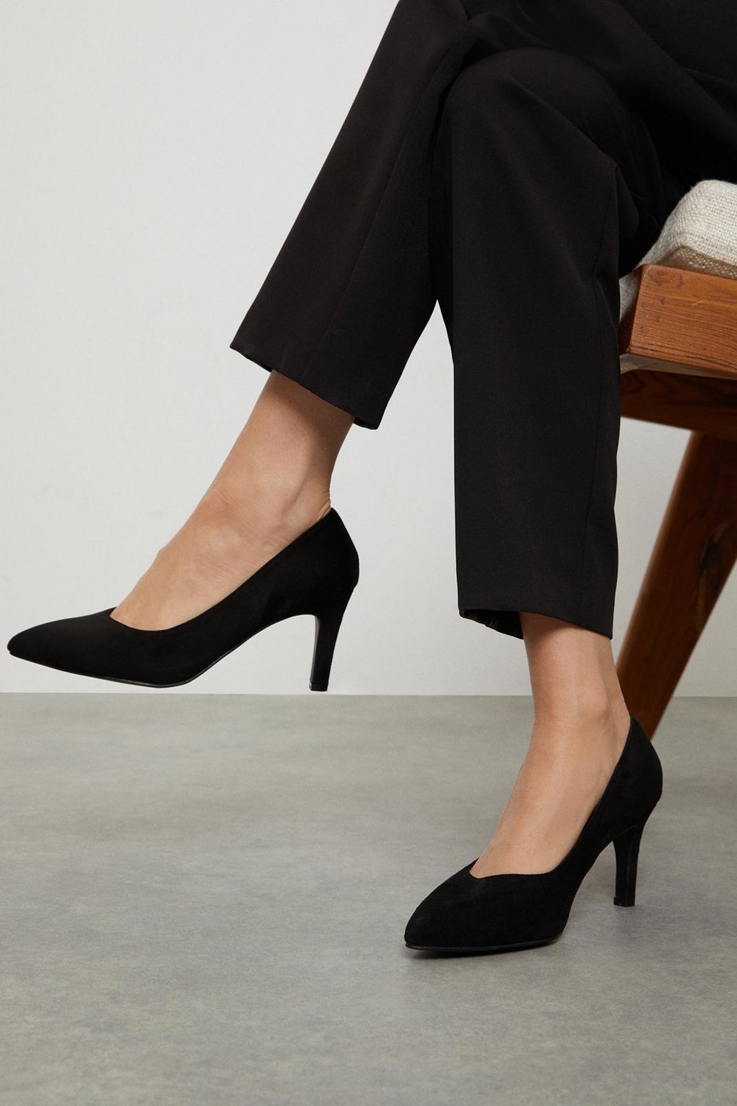 Black Good For The Sole: Extra Wide Fit Comfort Emily Court Shoes image number 1