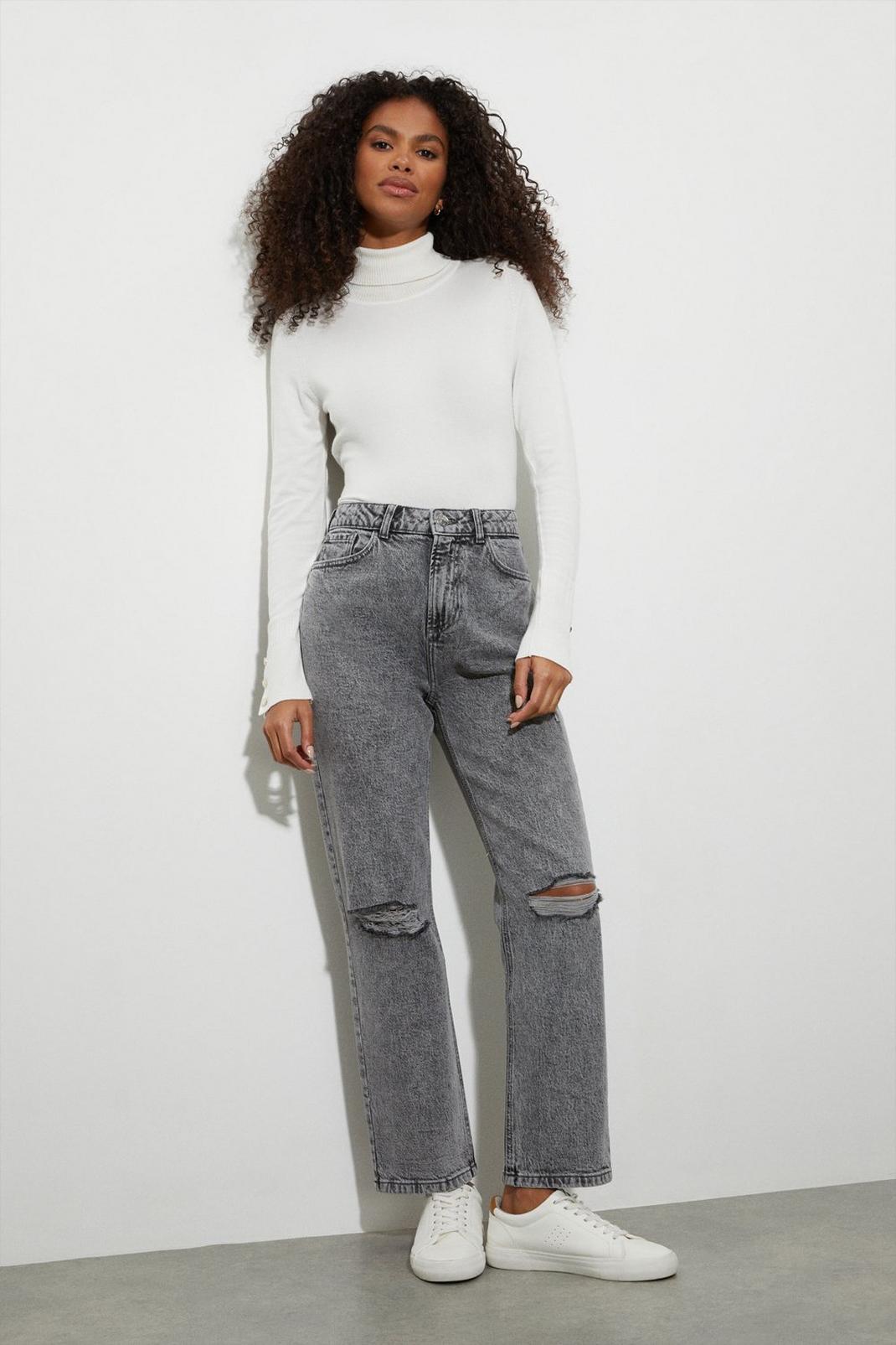 Grey Organic Straight Jeans image number 1