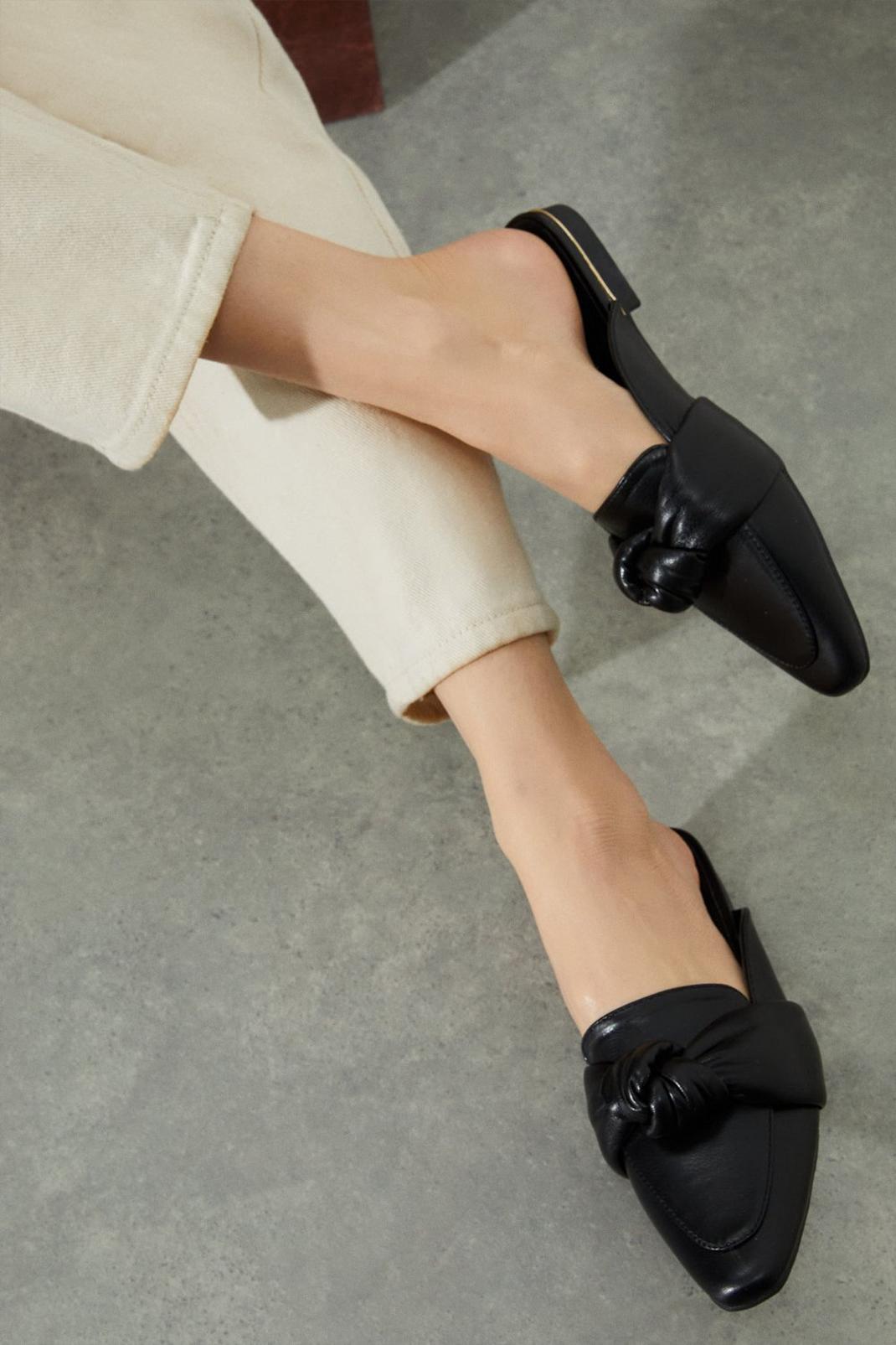 Black Leia Knot Backless Loafers image number 1