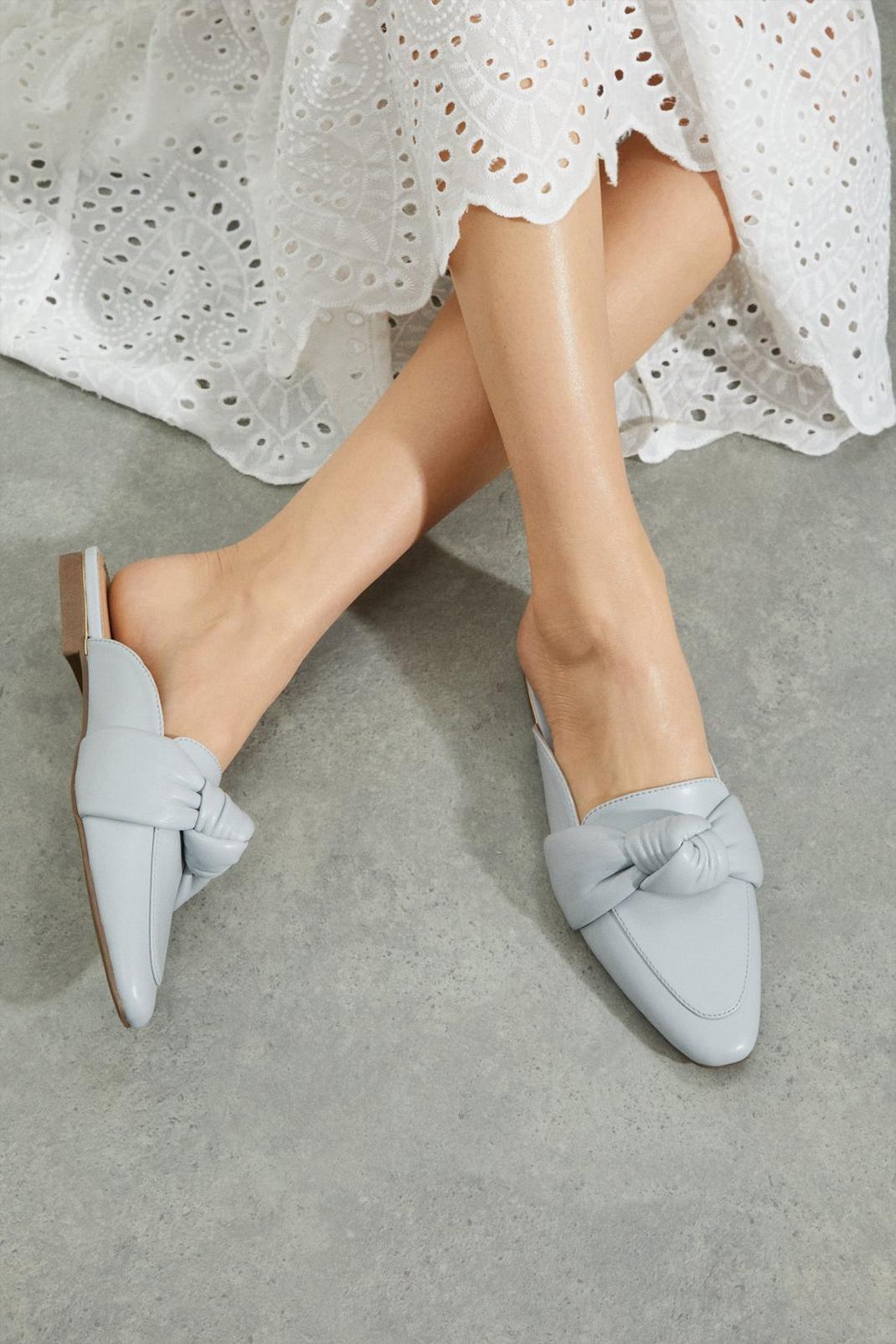 Blue Leia Knot Backless Loafers image number 1