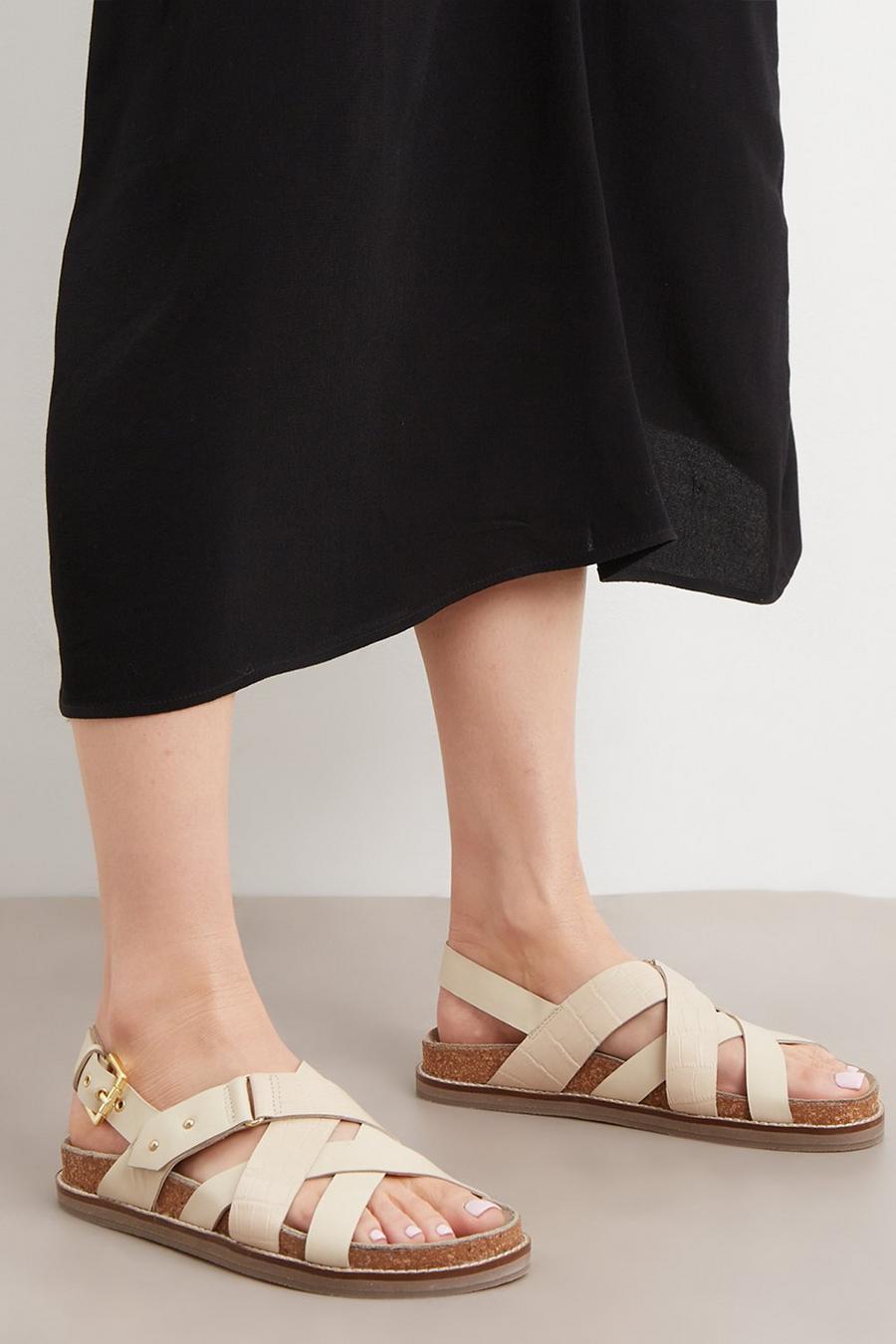 Good For The Sole: Theodora Leather Strap Footbed Sandal