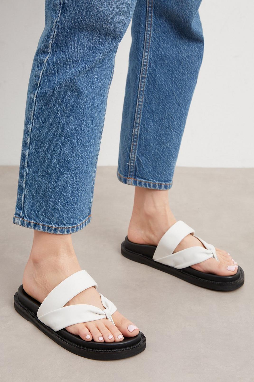 White Principles: Ffion Leather Toe Post Flat Sandal image number 1