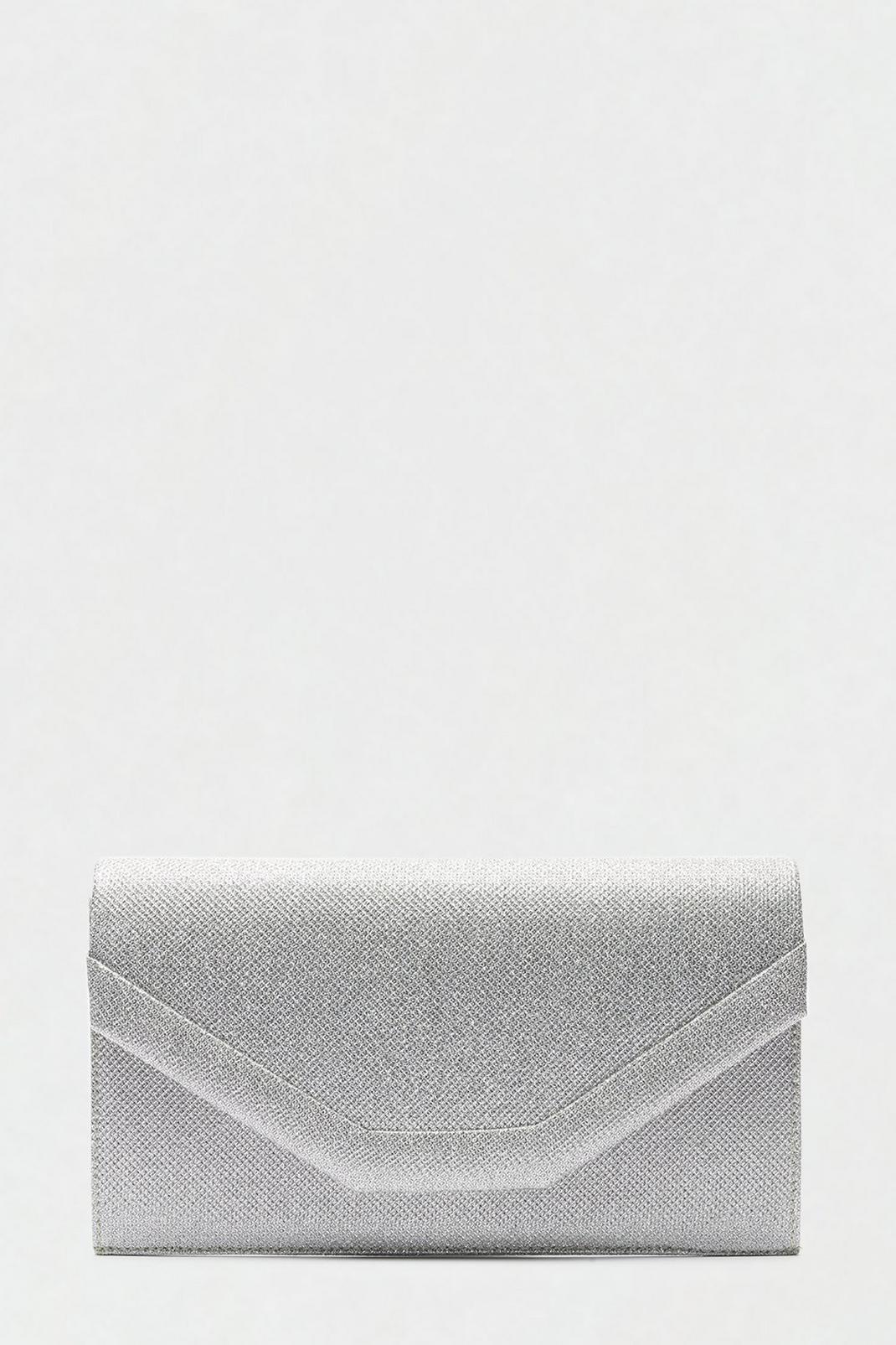 163 Metallic Silver Envelope Clutch Bag  image number 2