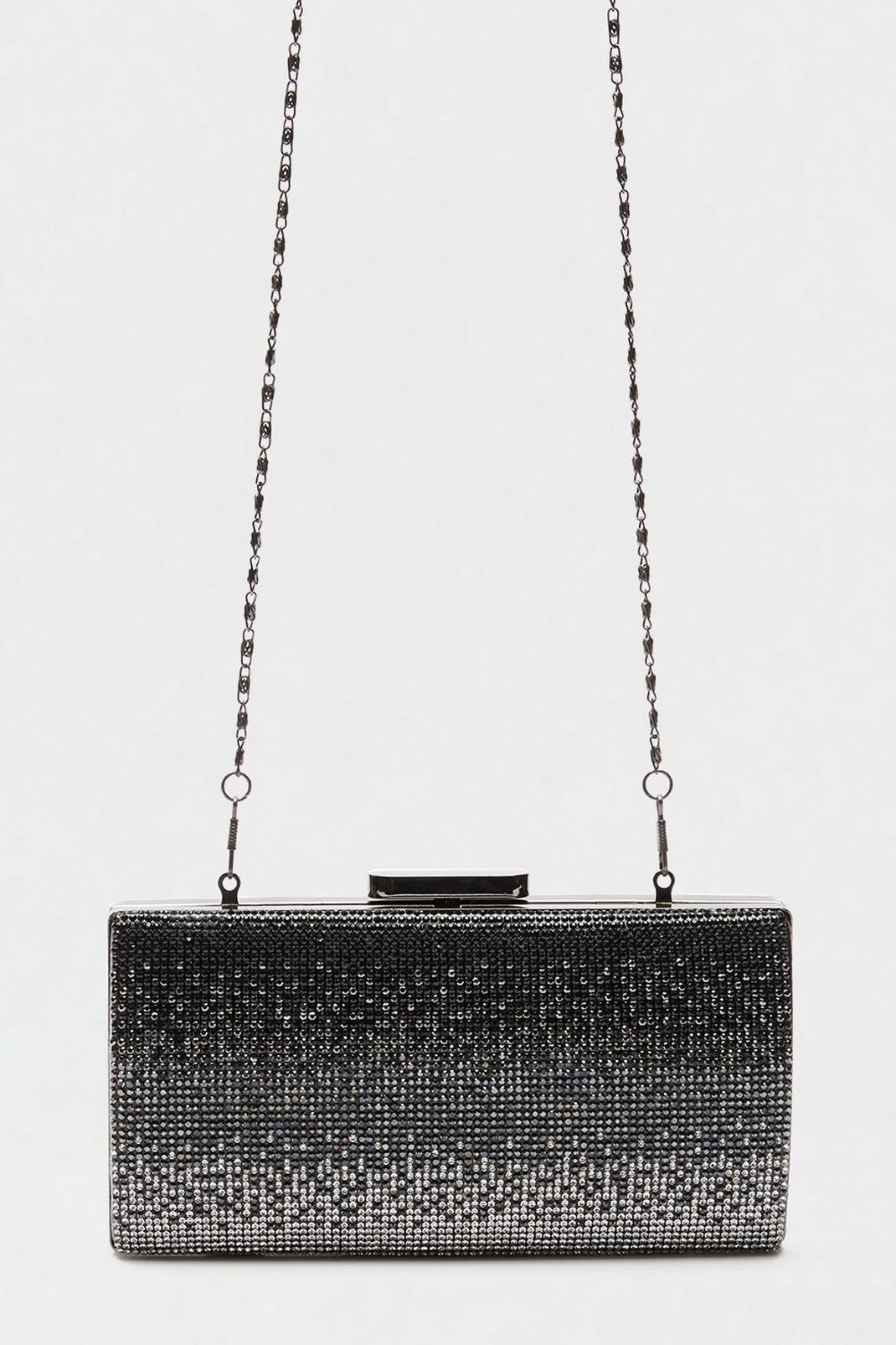105 Black Ombre Diamante Structured Box Clutch  image number 2