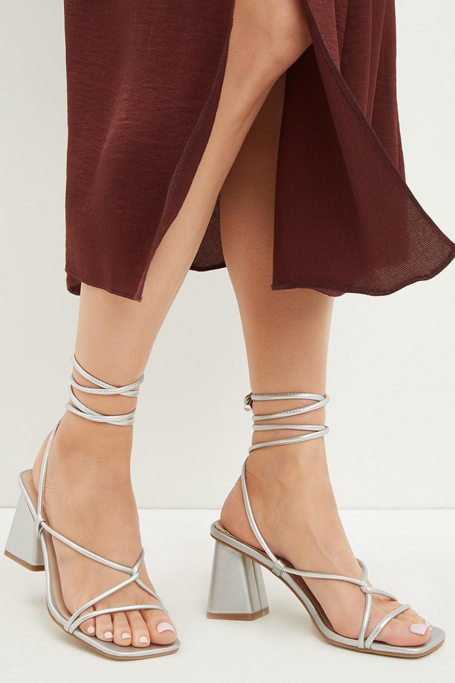 Sully Ankle Tie Flared Heel Sandal