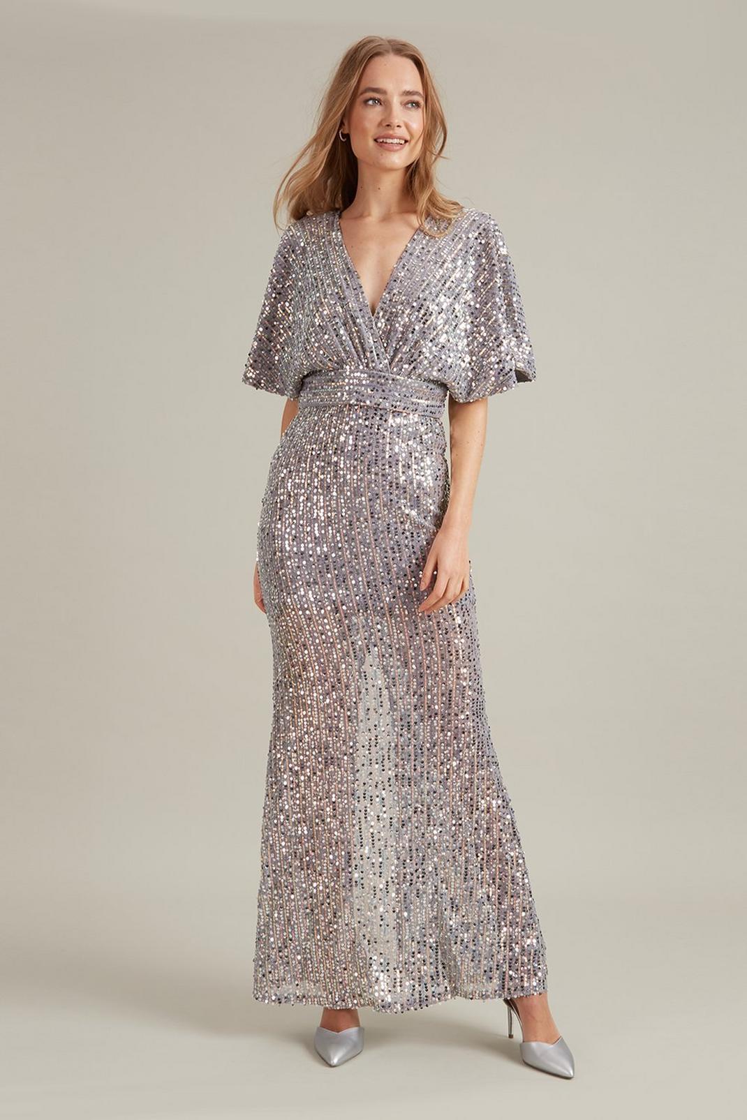 Silver Sequin Maxi Dress image number 1