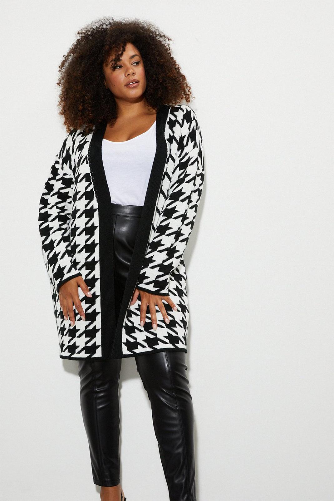 Mono Curve Long line Dogtooth Cardigan image number 1