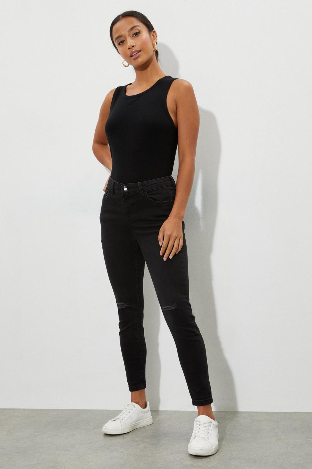 Black Petite Darcy Ankle Grazer Jeans image number 1