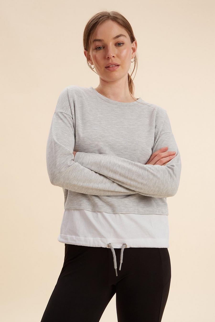 Grey Marl Contrast Sweatshirt