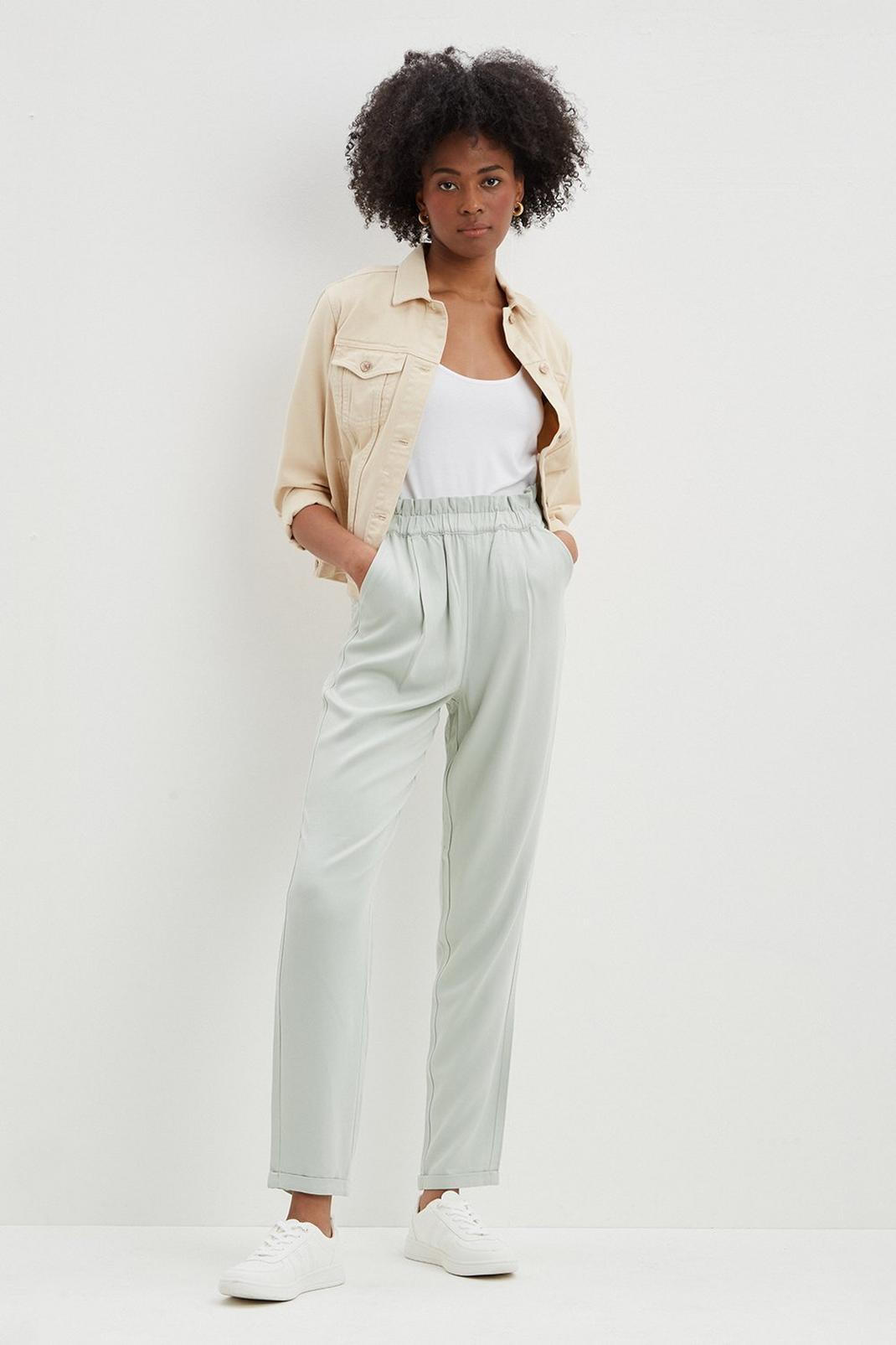 Sage Tall Straight Twill Trousers image number 1