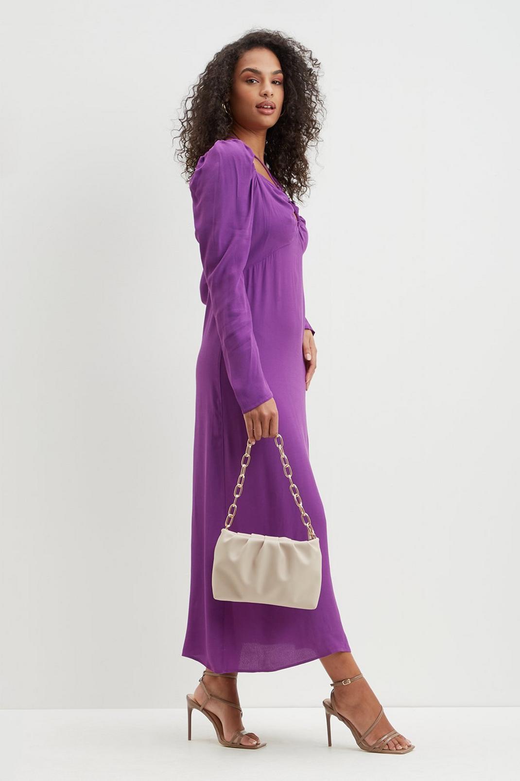 Purple Strap Detail Midi Dress image number 1