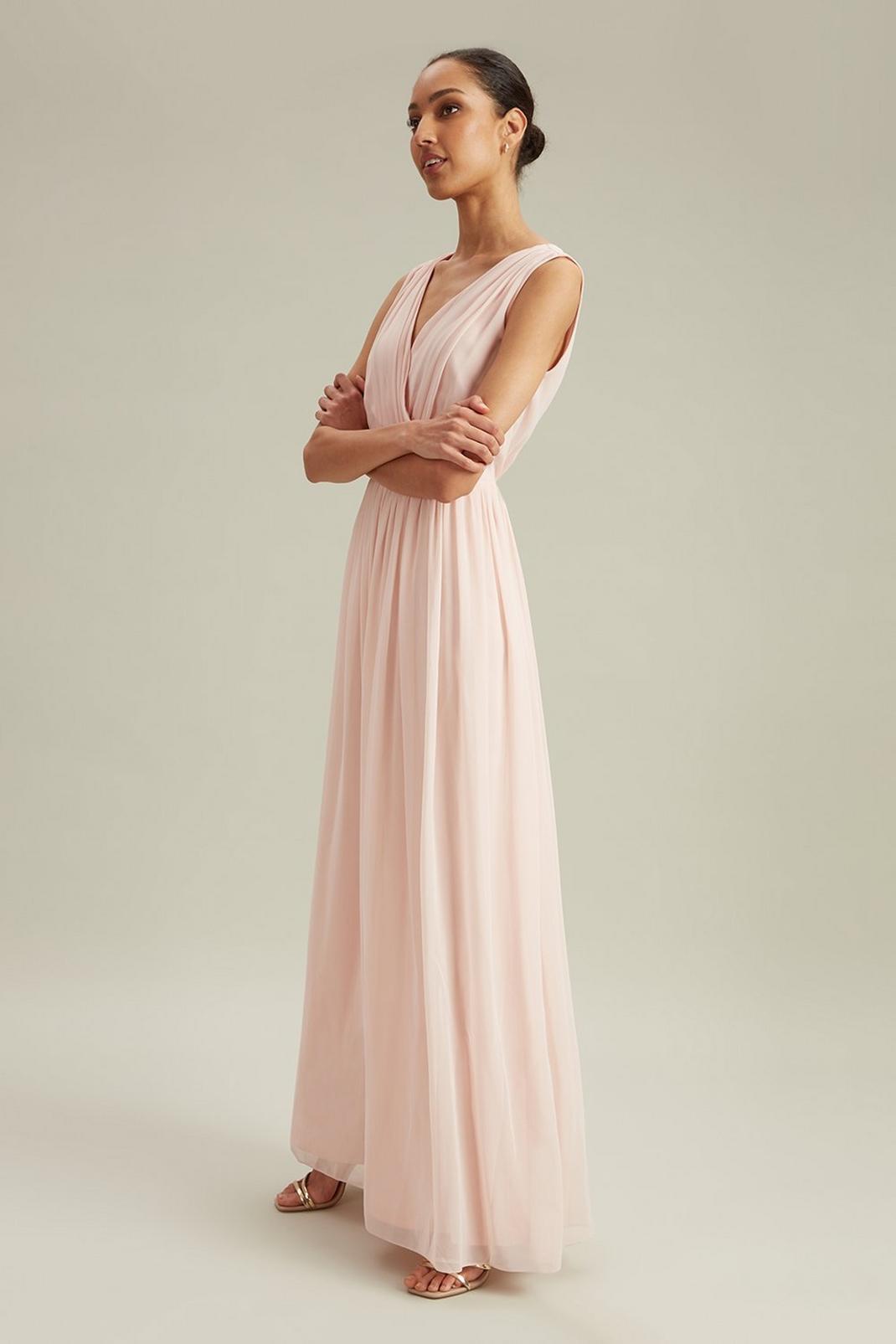 Peach Tall Sleeveless Wrap Chiffon Maxi Dress image number 1
