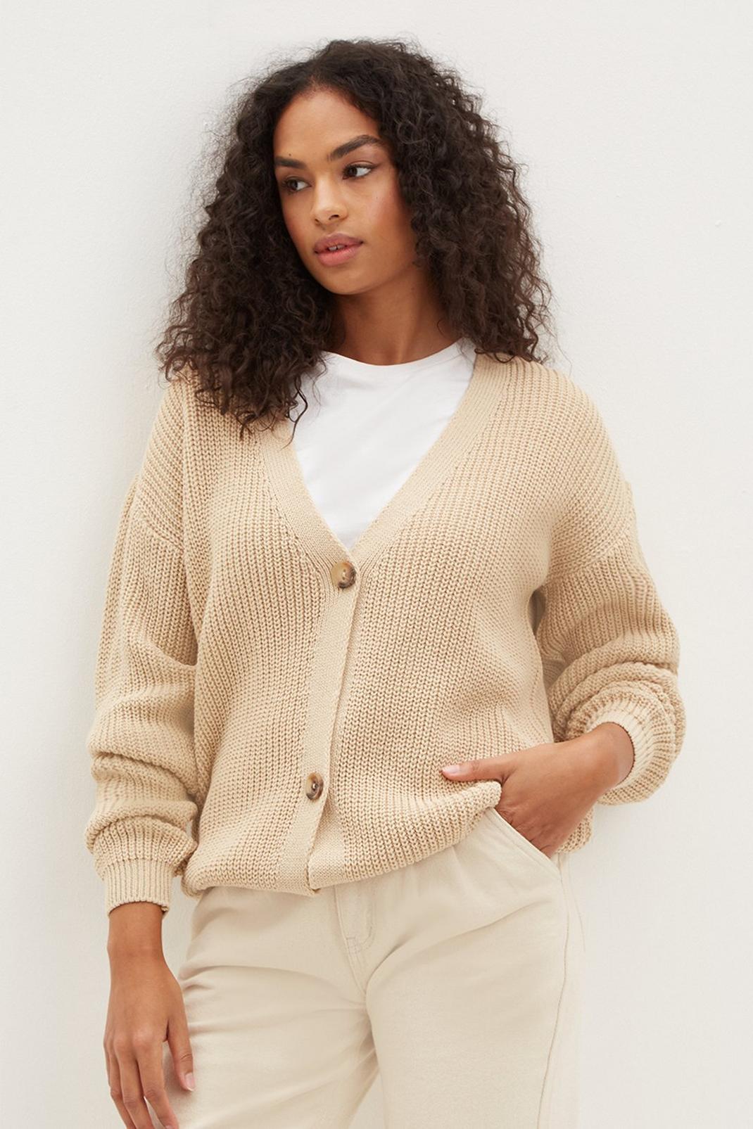 996 Tall Chunky Knit Button Through Cardigan image number 1
