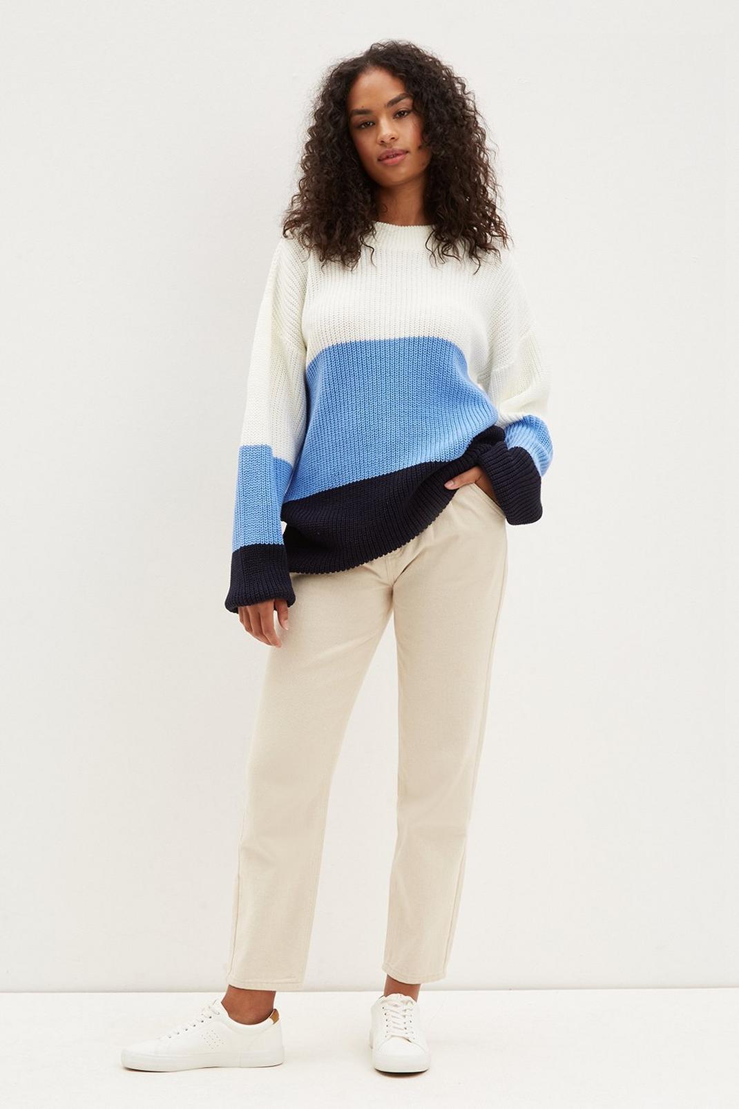 213 Tall Blue Stripe Chunky Jumper image number 2