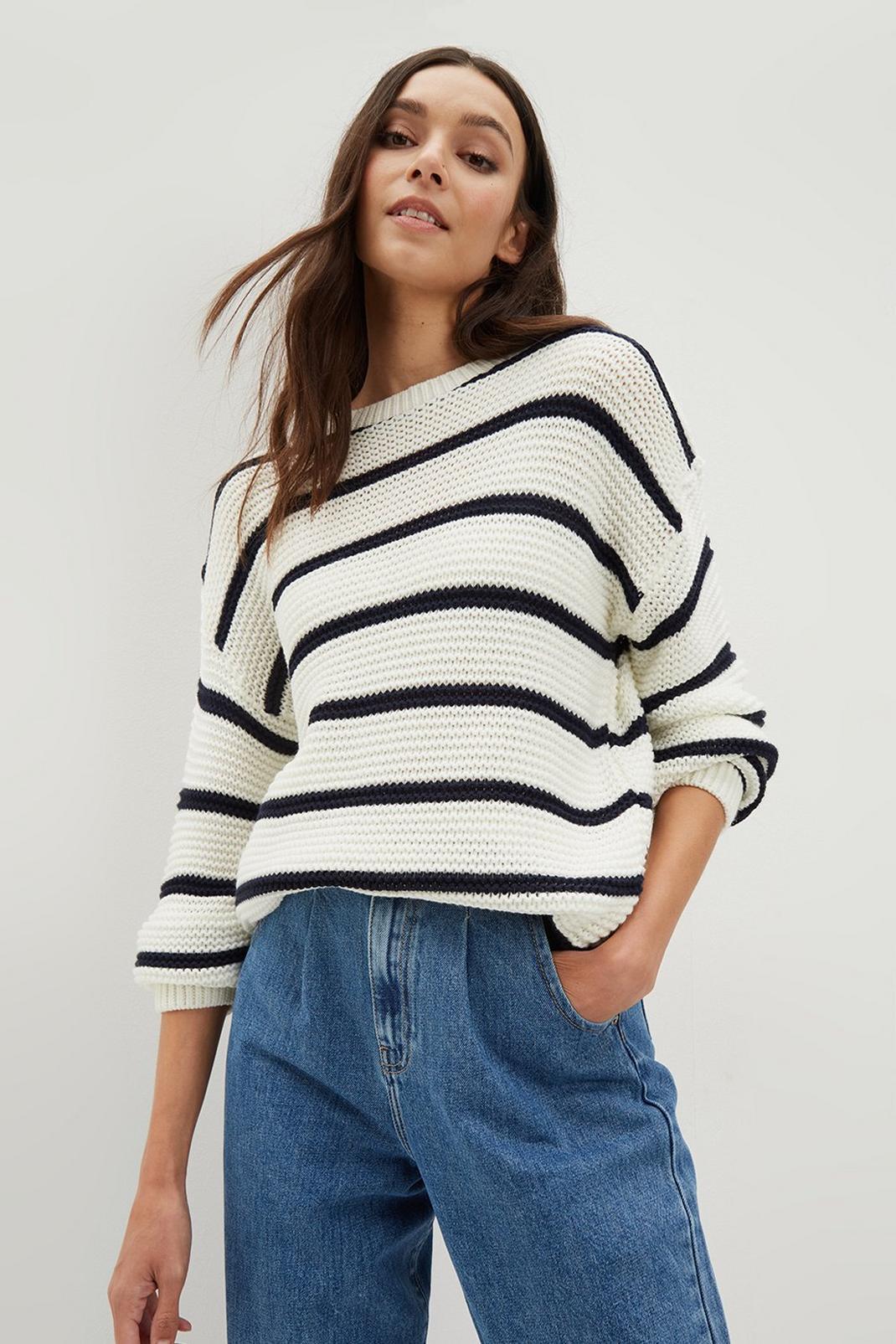 148 Tall Stripe Chunky Knit Jumper image number 1