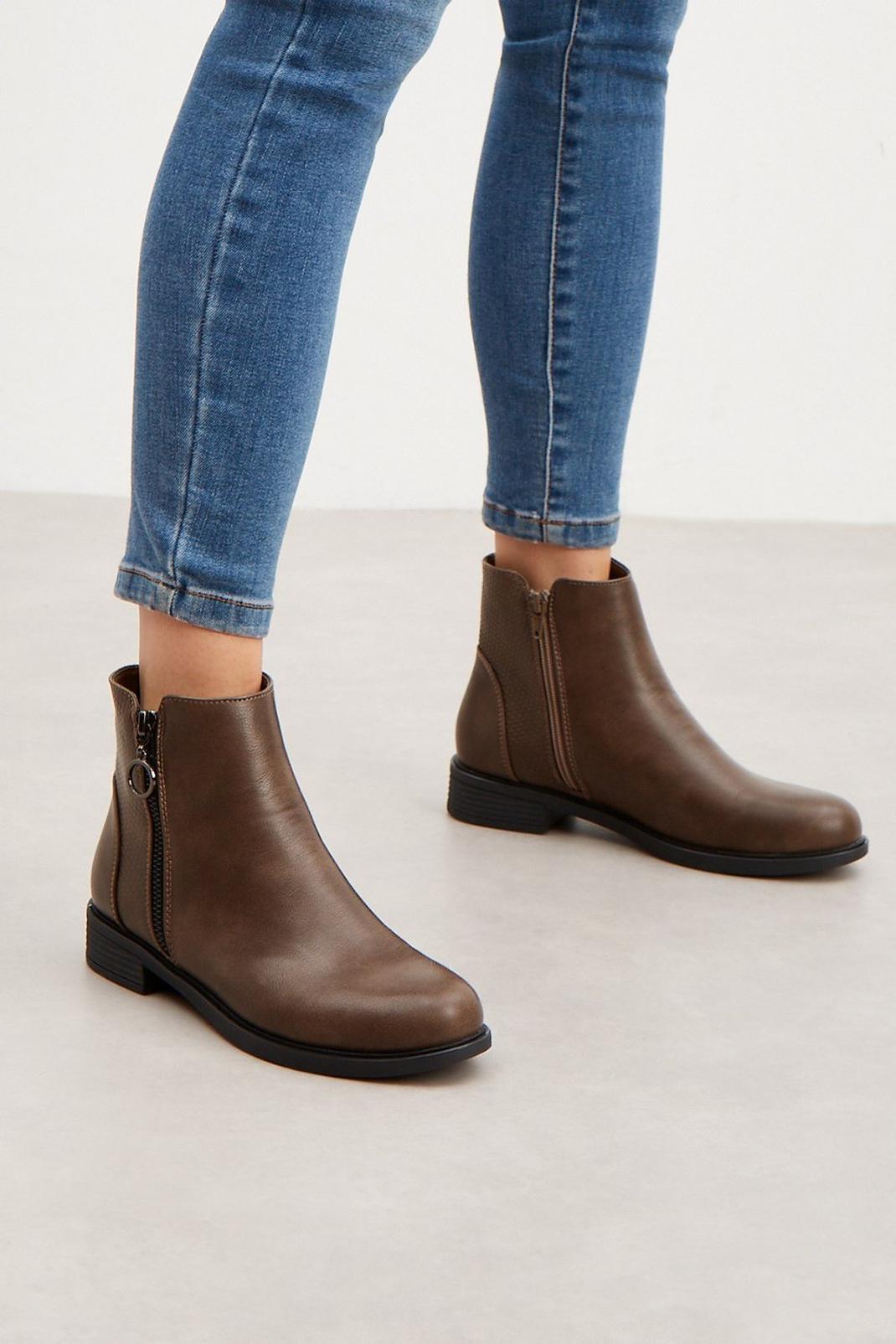Chocolate Principles: Astrid Side Zip Ankle Boots image number 1