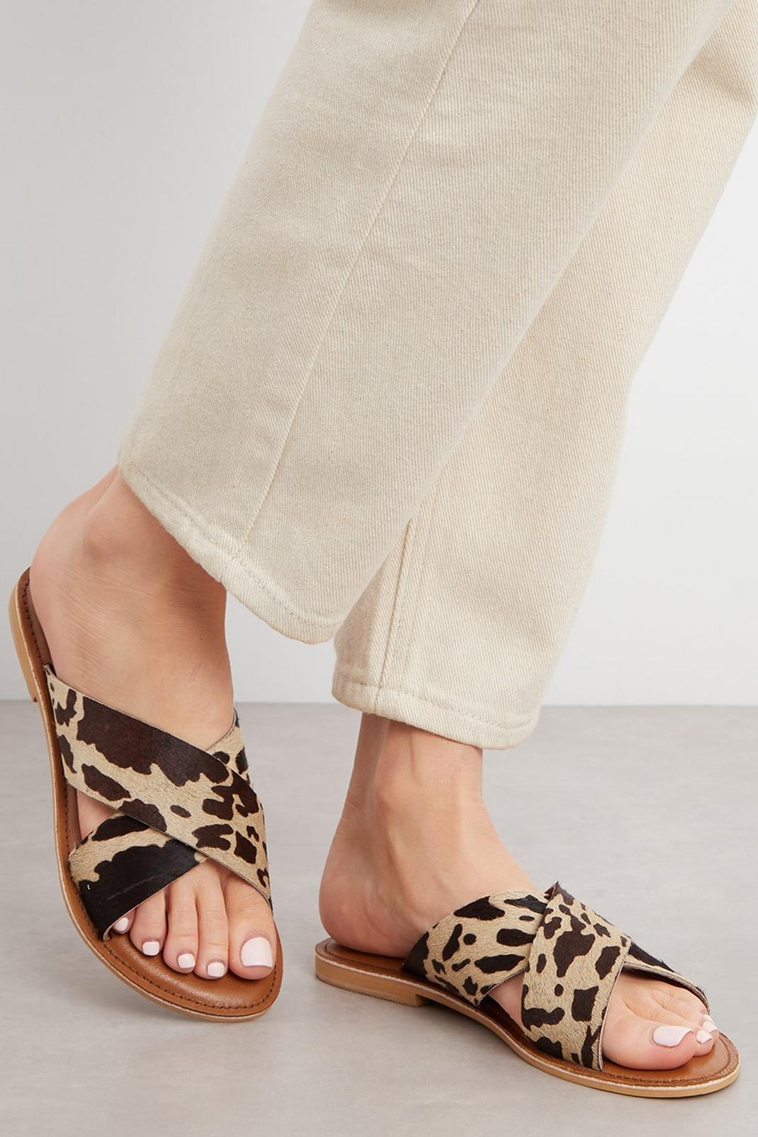 Leopard Principles: Leather Blair Cross Strap Sandal image number 1