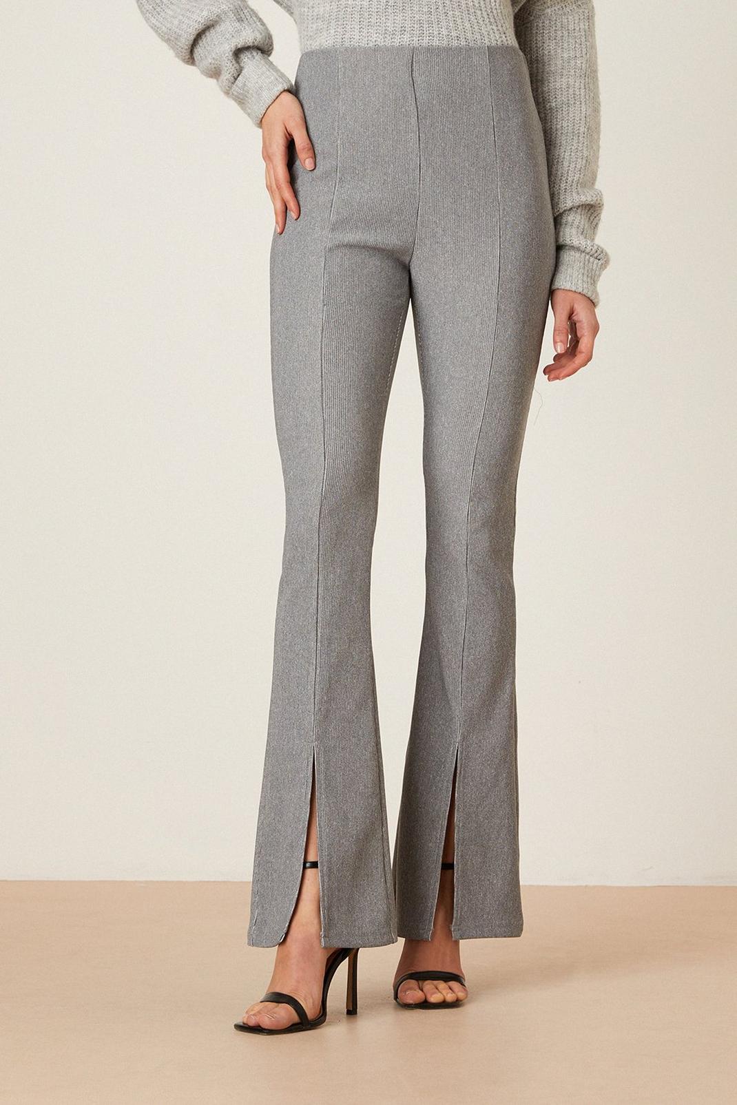 Grey marl Smart Stretch Flared Trousers image number 1