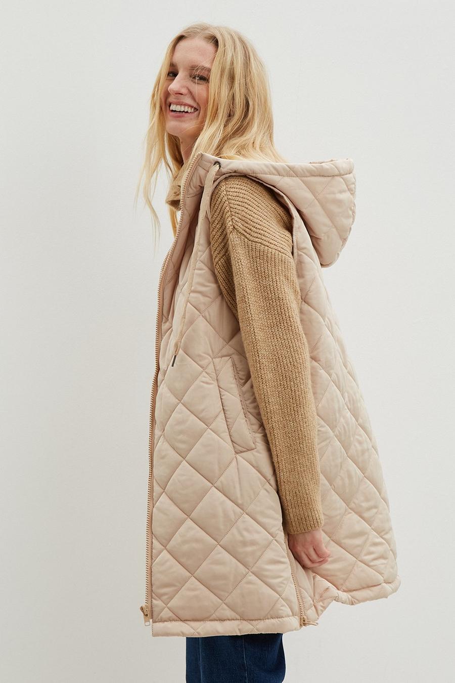 Diamond Quilted Padded Hooded Gilet