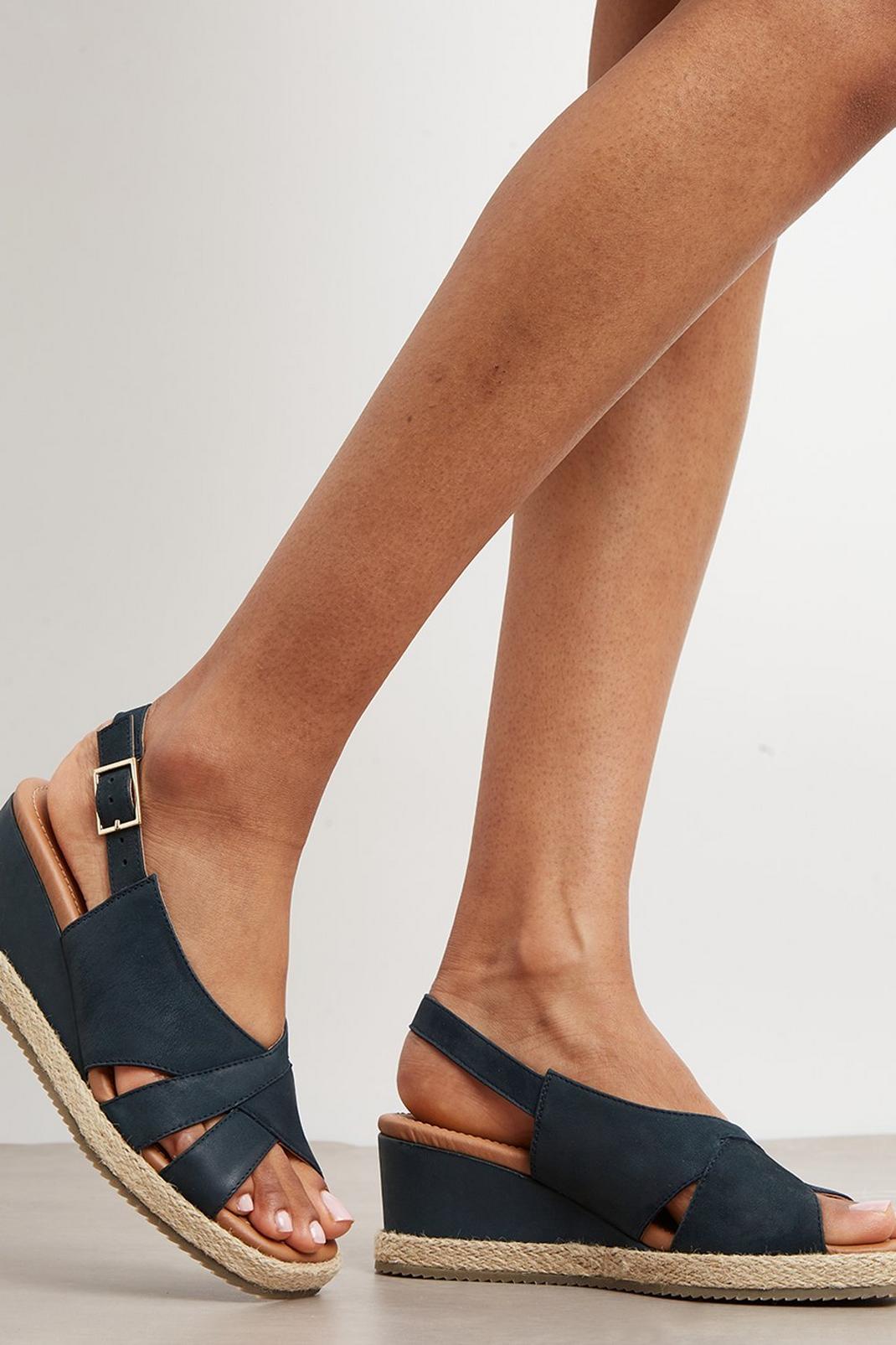 Navy Good For The Sole: Leather Amy Cut Out Wedge image number 1