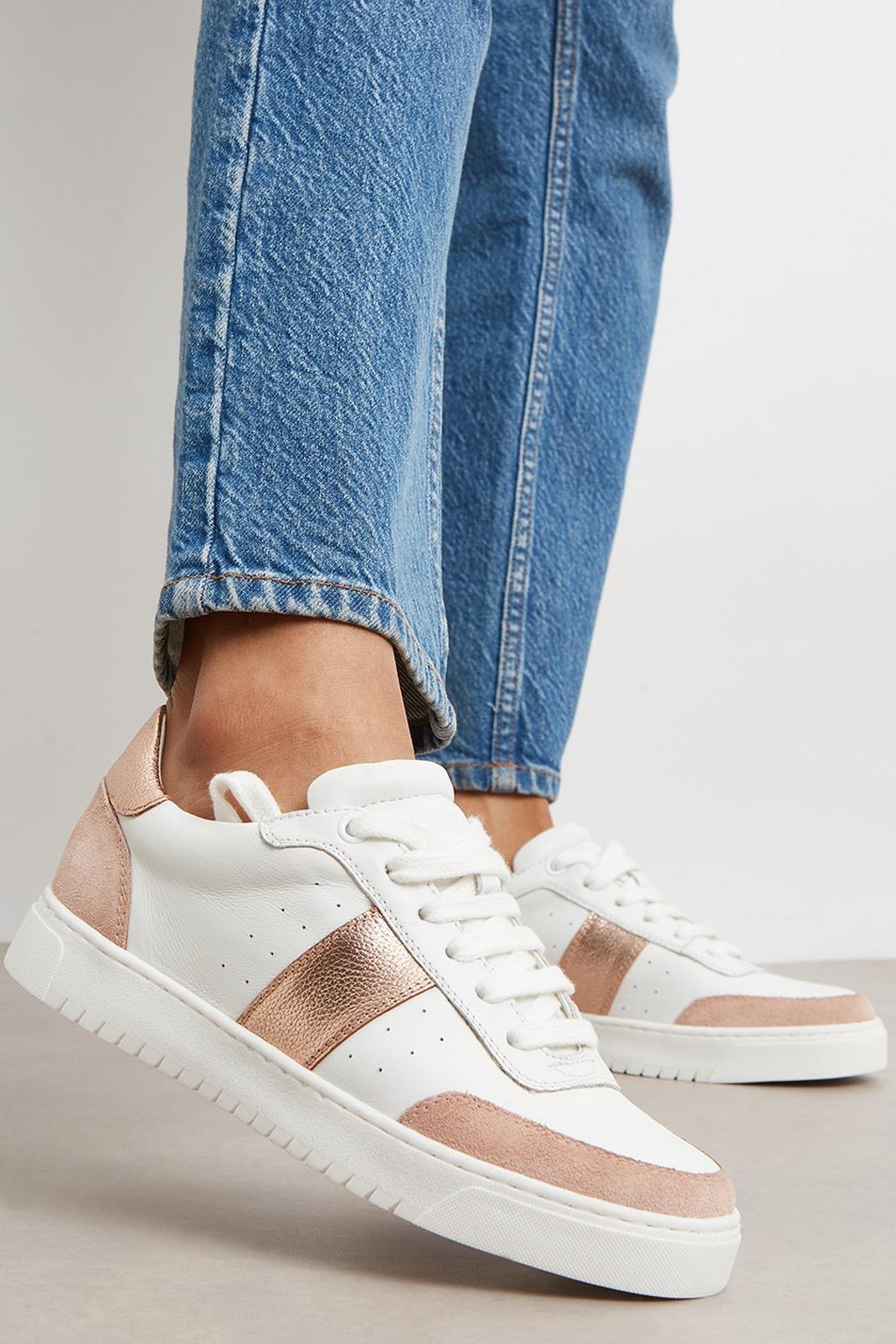Blush Good For The Sole: Candy Leather Side Stripe Trainers image number 1