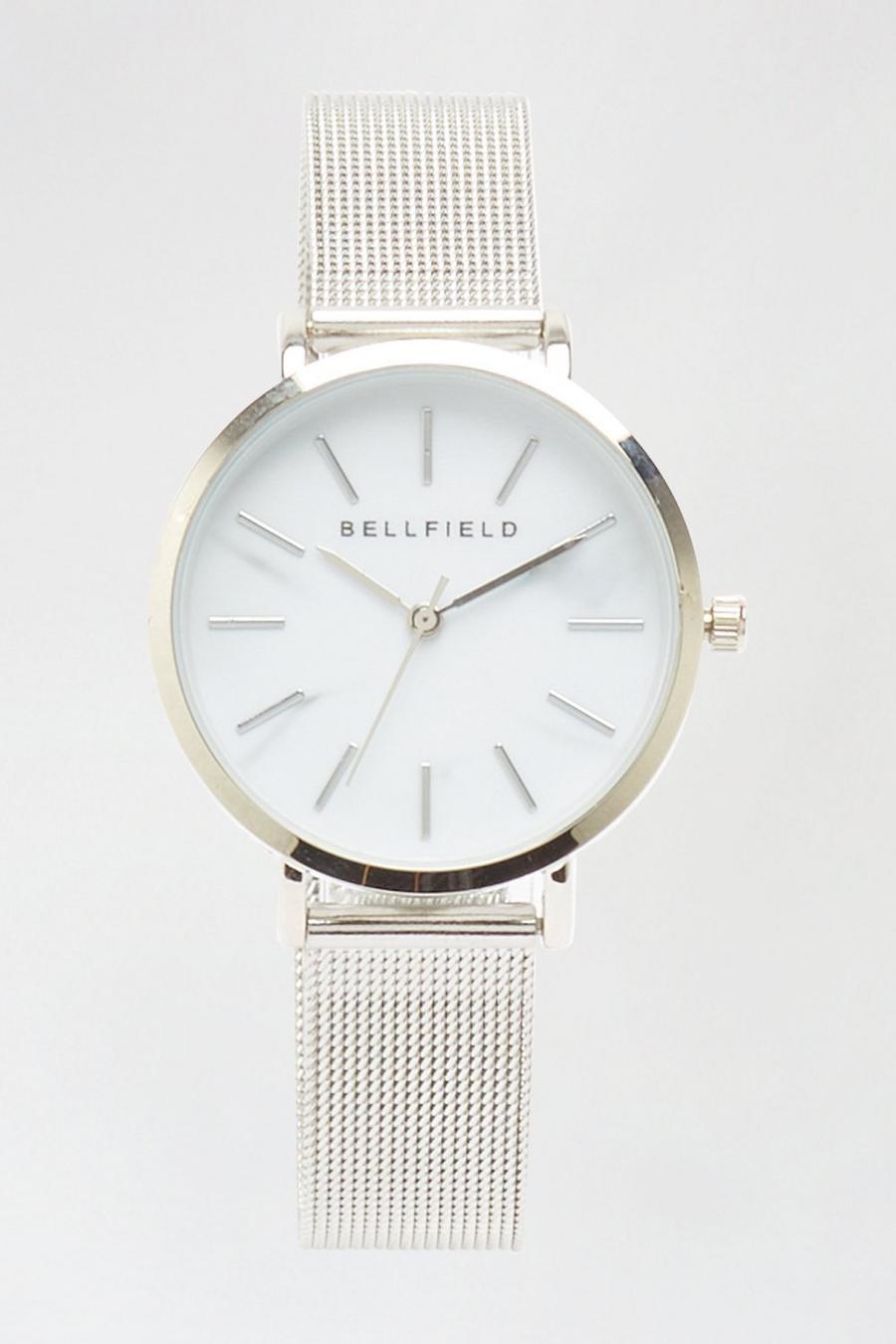 Silver Mesh And Marble Watch